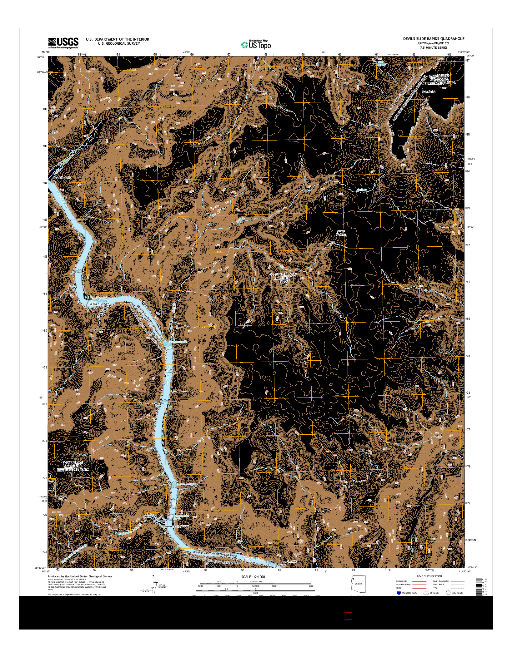 USGS US TOPO 7.5-MINUTE MAP FOR DEVILS SLIDE RAPIDS, AZ 2014