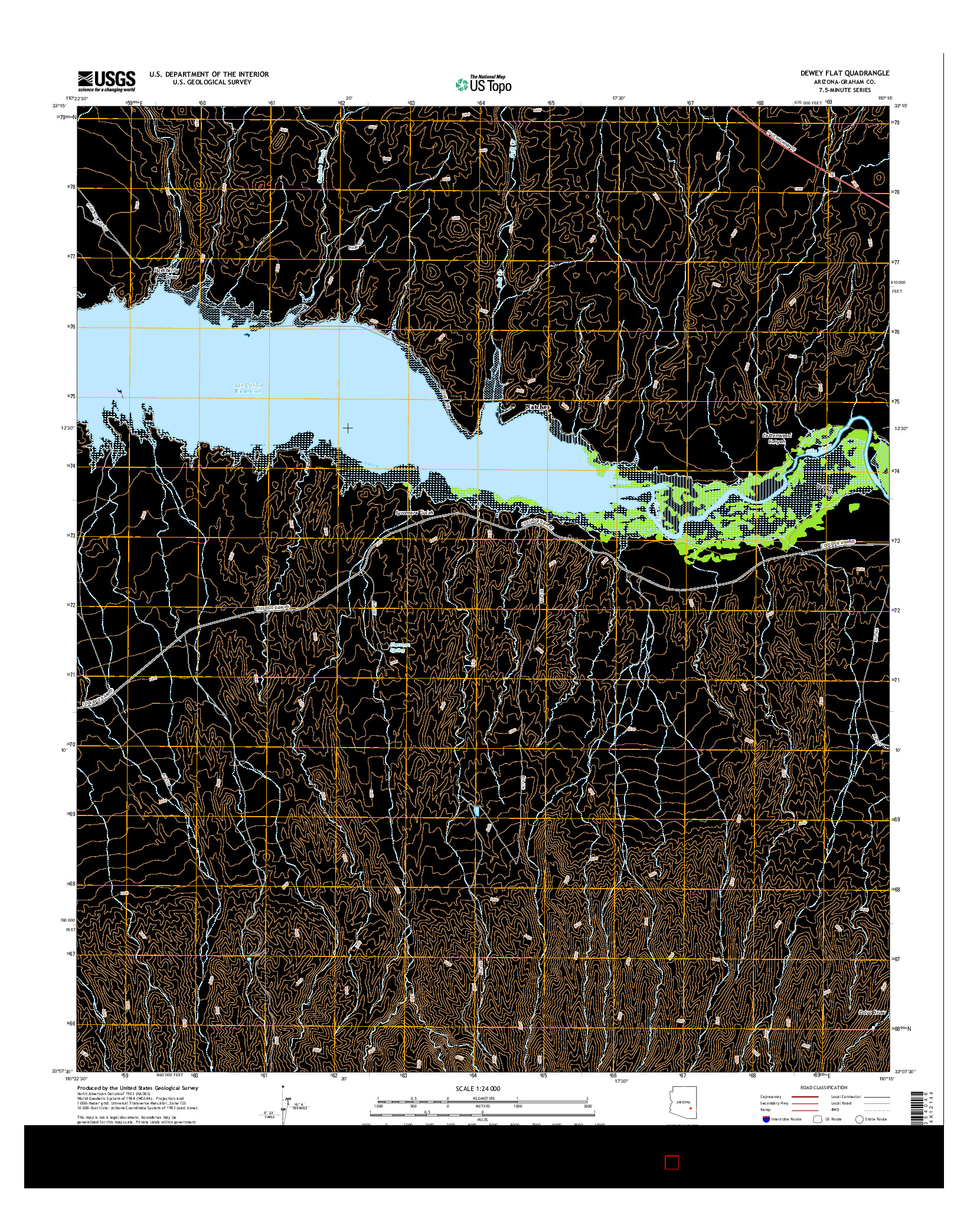 USGS US TOPO 7.5-MINUTE MAP FOR DEWEY FLAT, AZ 2014