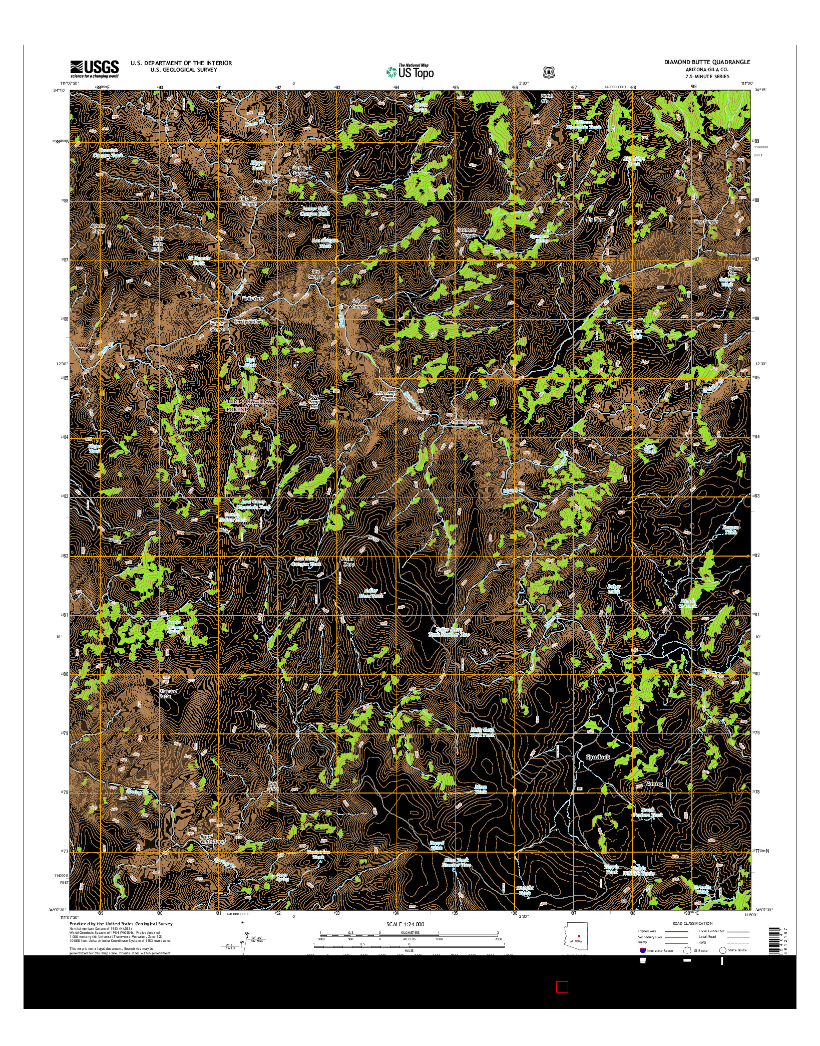 USGS US TOPO 7.5-MINUTE MAP FOR DIAMOND BUTTE, AZ 2014