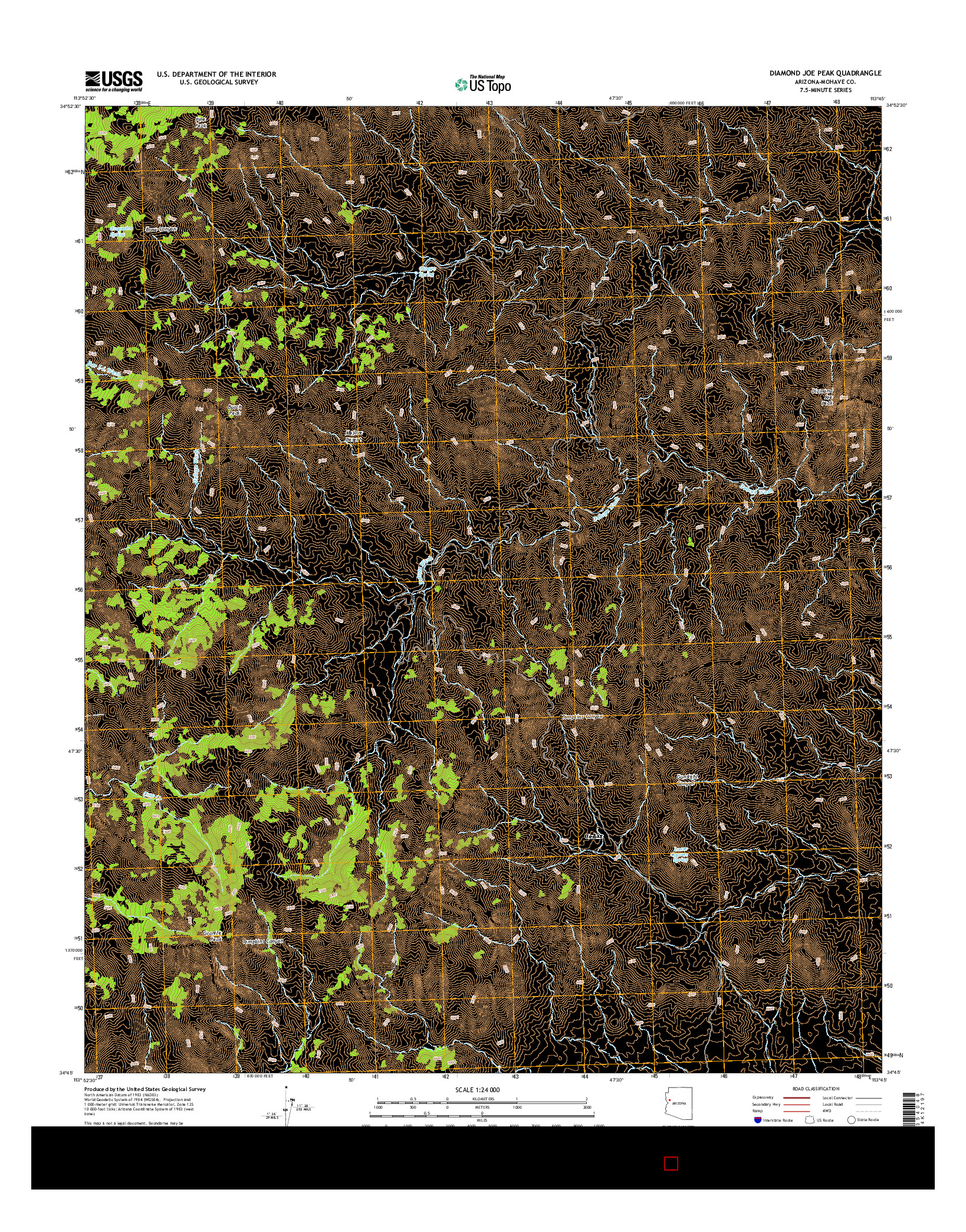 USGS US TOPO 7.5-MINUTE MAP FOR DIAMOND JOE PEAK, AZ 2014