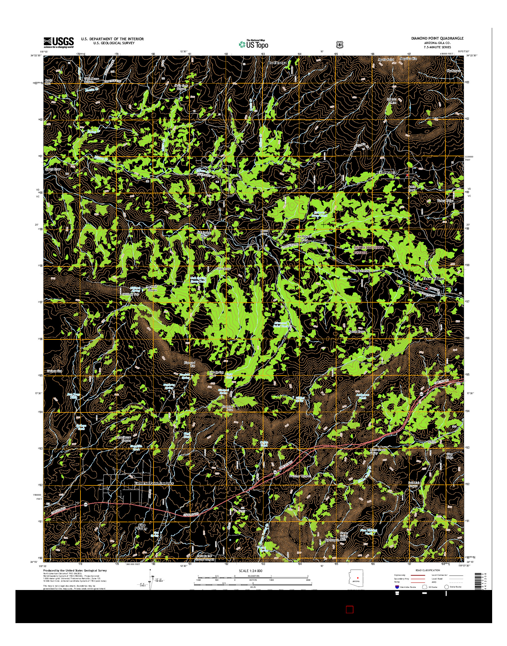 USGS US TOPO 7.5-MINUTE MAP FOR DIAMOND POINT, AZ 2014