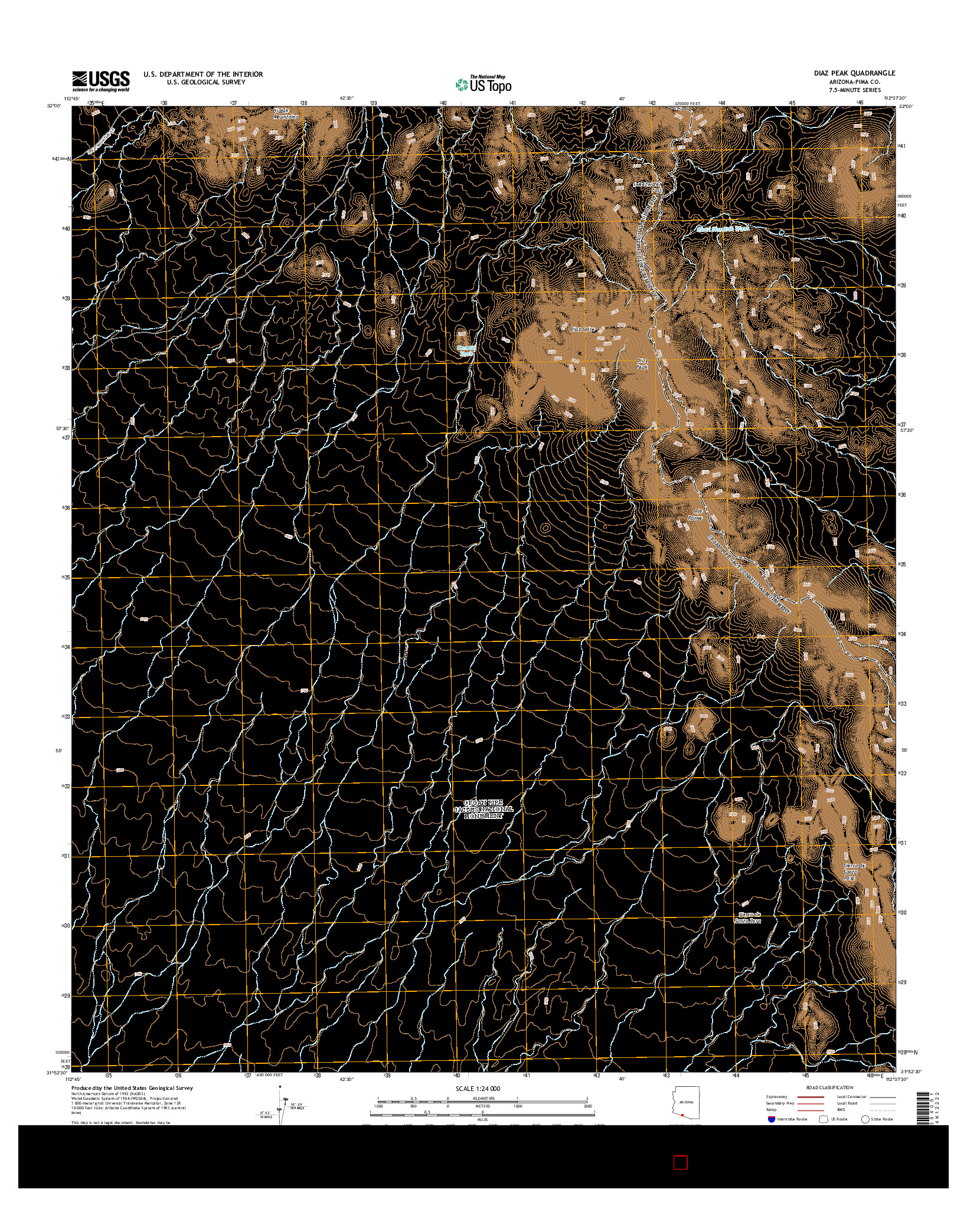 USGS US TOPO 7.5-MINUTE MAP FOR DIAZ PEAK, AZ 2014