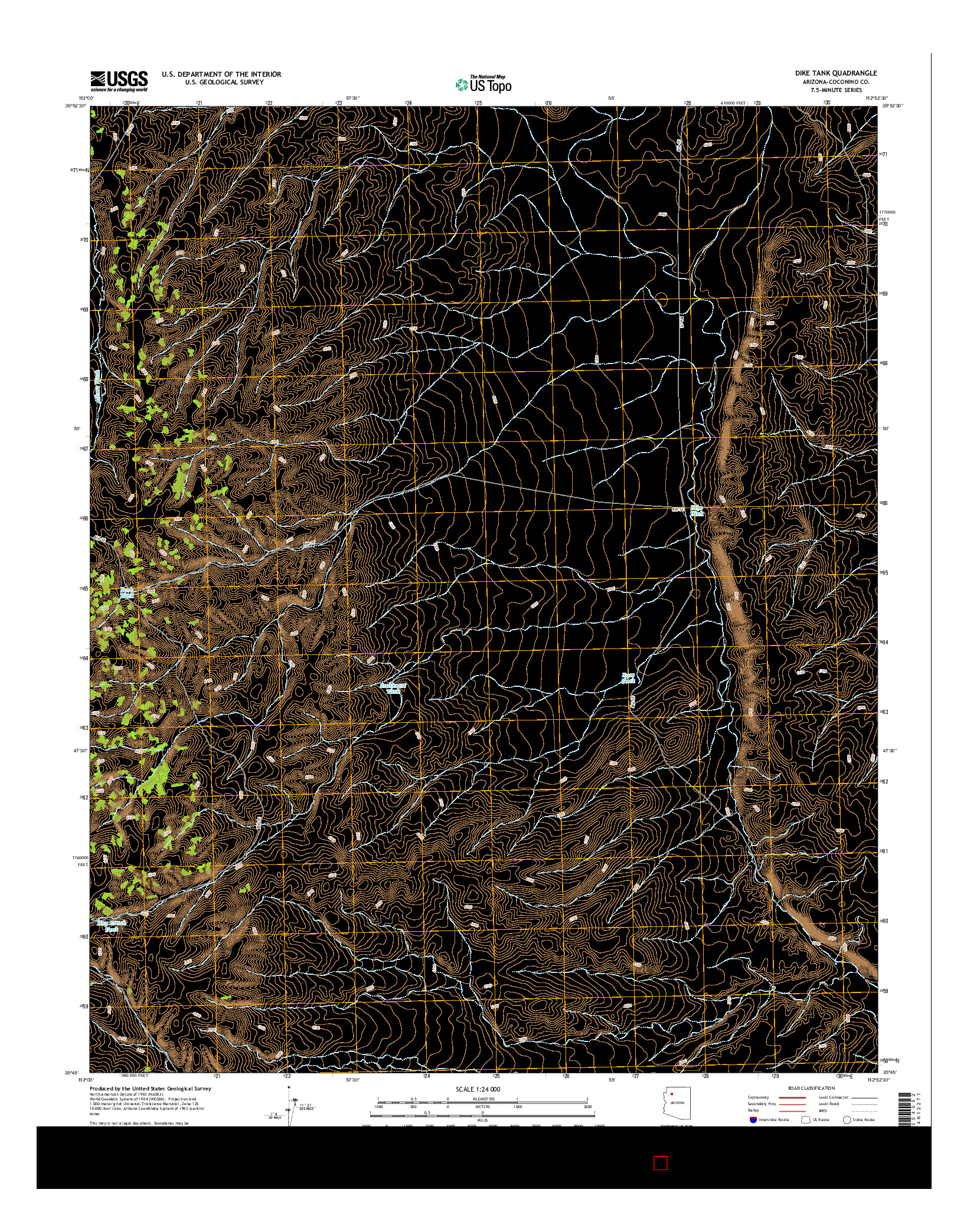 USGS US TOPO 7.5-MINUTE MAP FOR DIKE TANK, AZ 2014