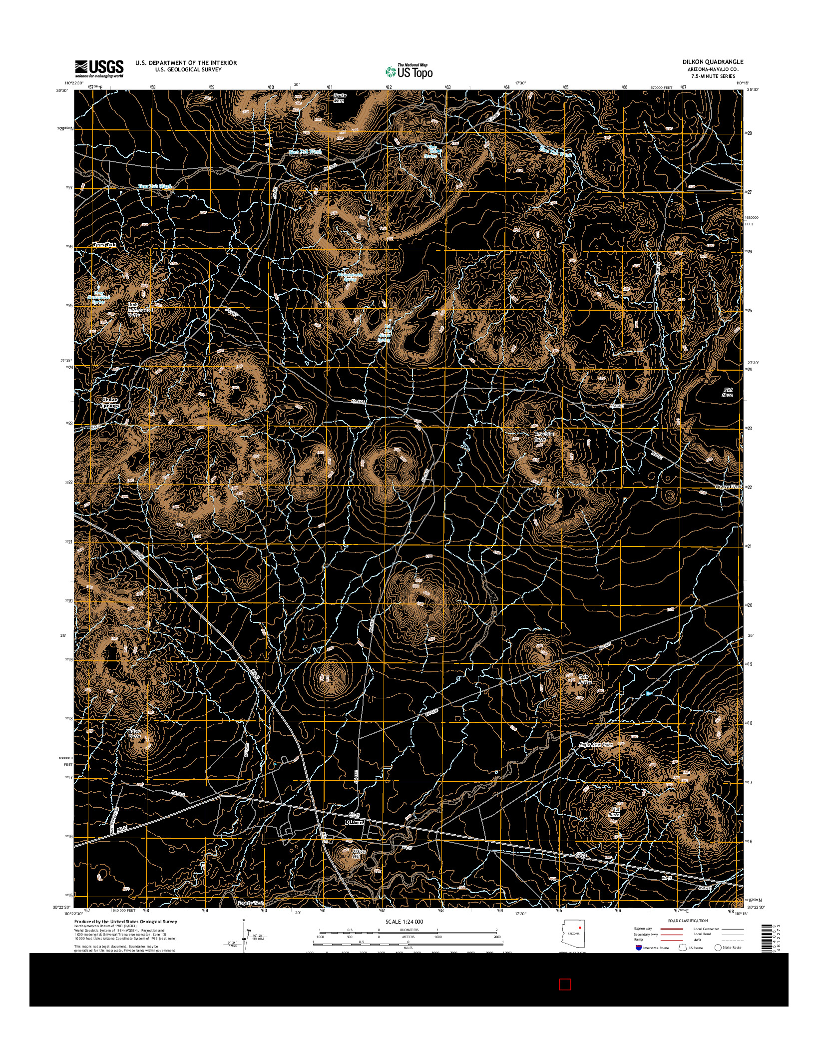 USGS US TOPO 7.5-MINUTE MAP FOR DILKON, AZ 2014