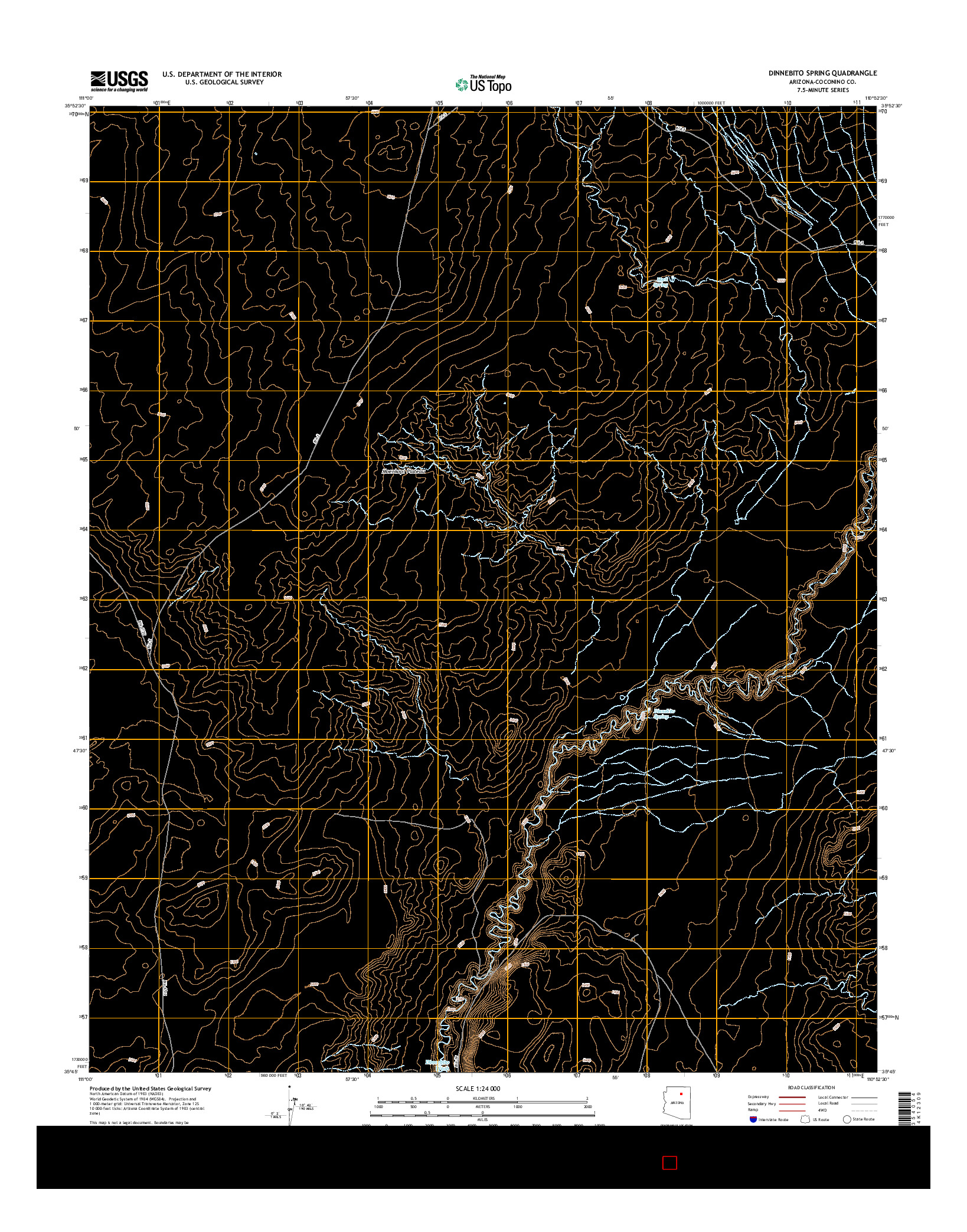 USGS US TOPO 7.5-MINUTE MAP FOR DINNEBITO SPRING, AZ 2014