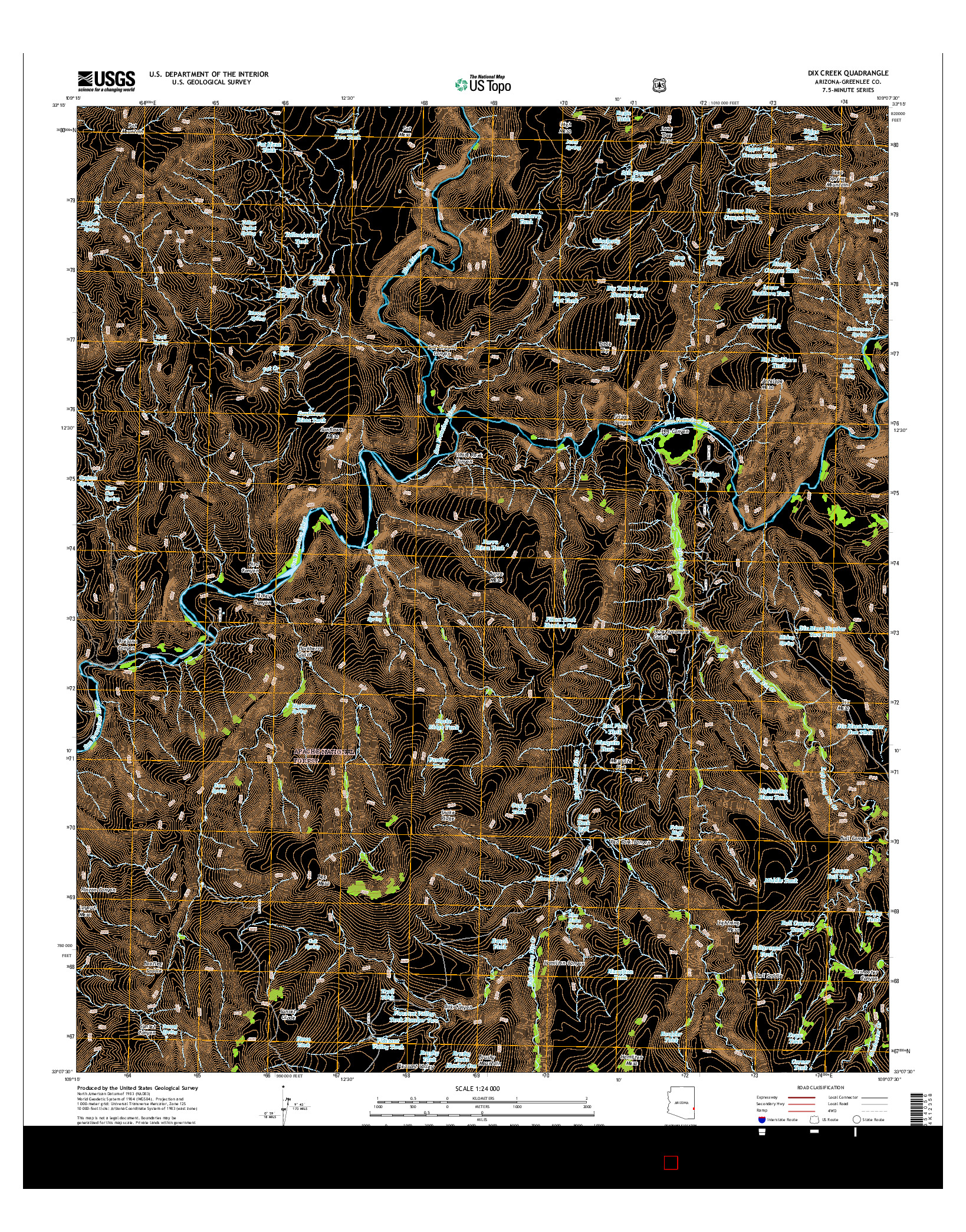 USGS US TOPO 7.5-MINUTE MAP FOR DIX CREEK, AZ 2014