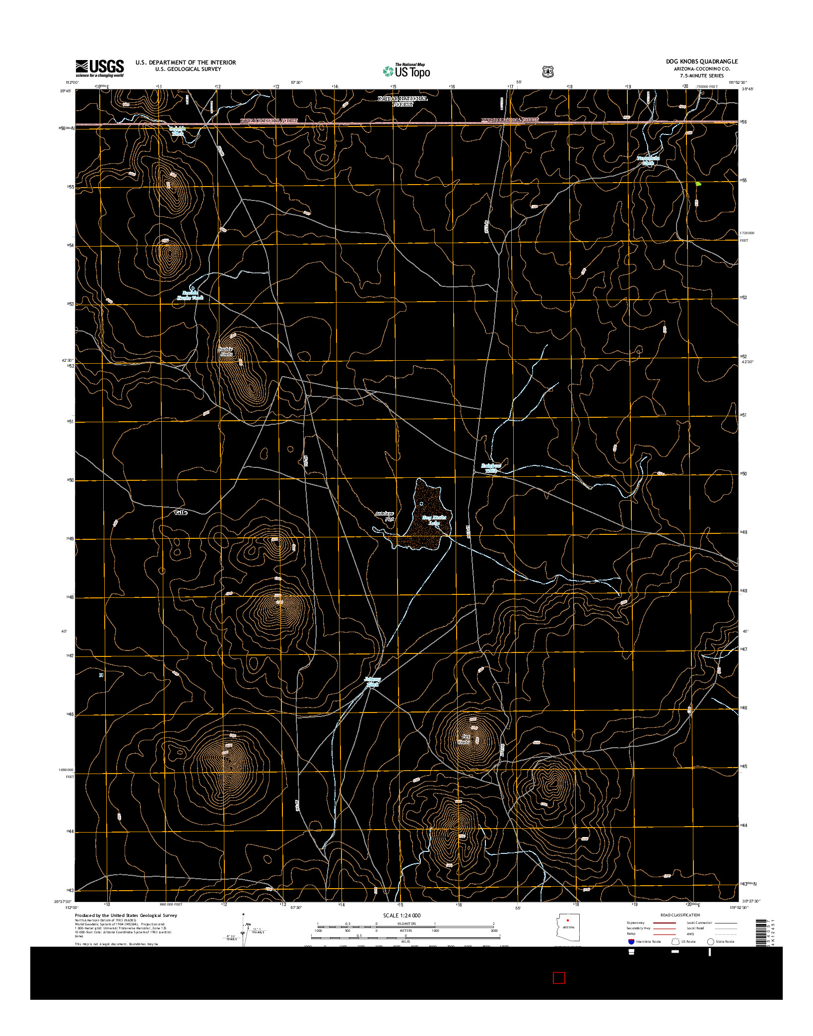 USGS US TOPO 7.5-MINUTE MAP FOR DOG KNOBS, AZ 2014