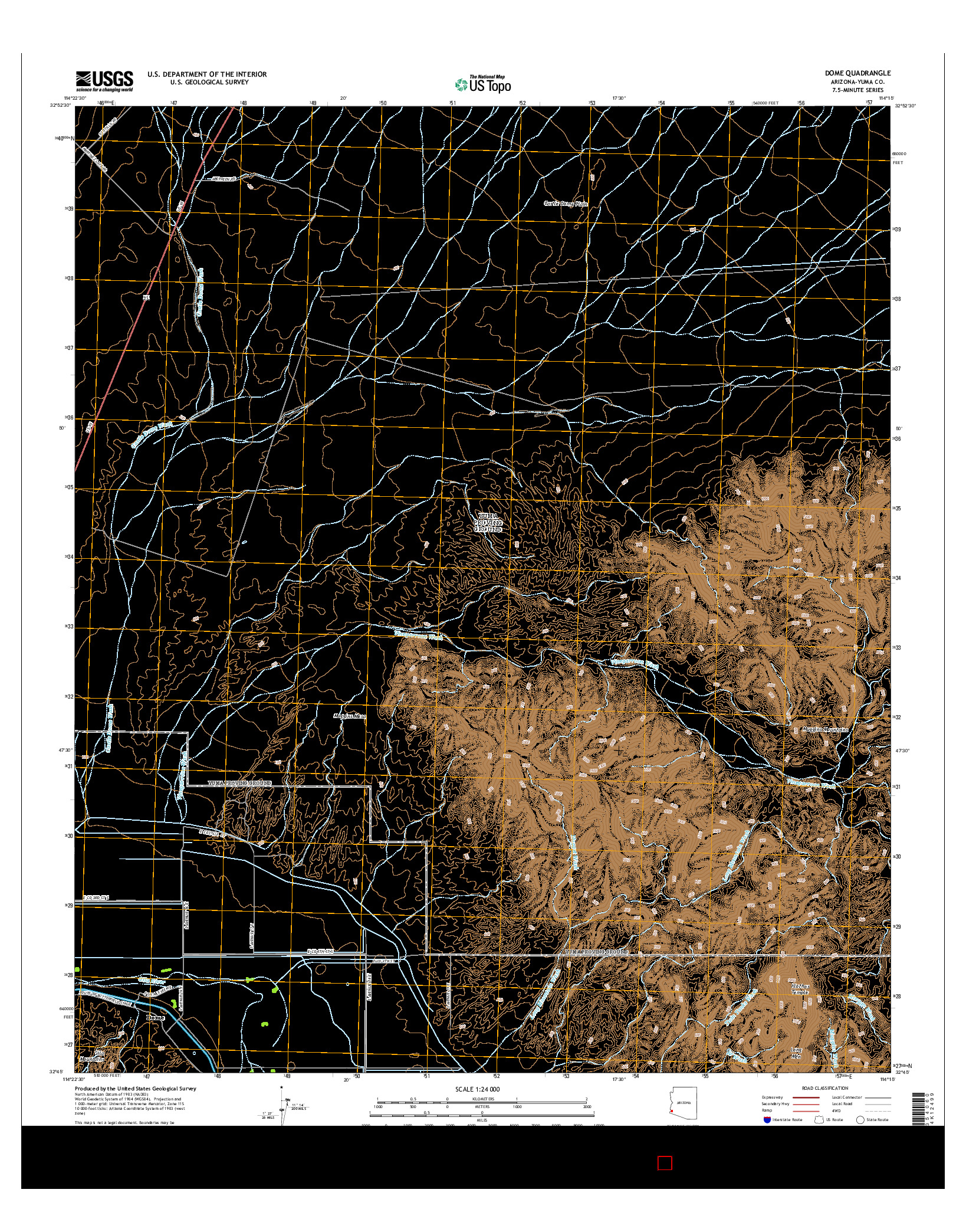 USGS US TOPO 7.5-MINUTE MAP FOR DOME, AZ 2014