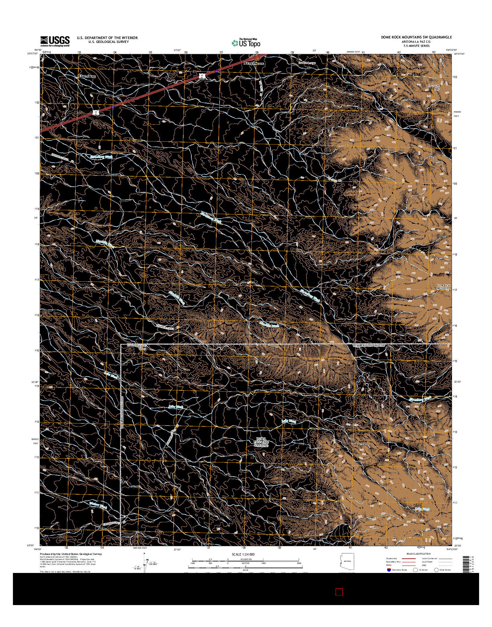 USGS US TOPO 7.5-MINUTE MAP FOR DOME ROCK MOUNTAINS SW, AZ 2014