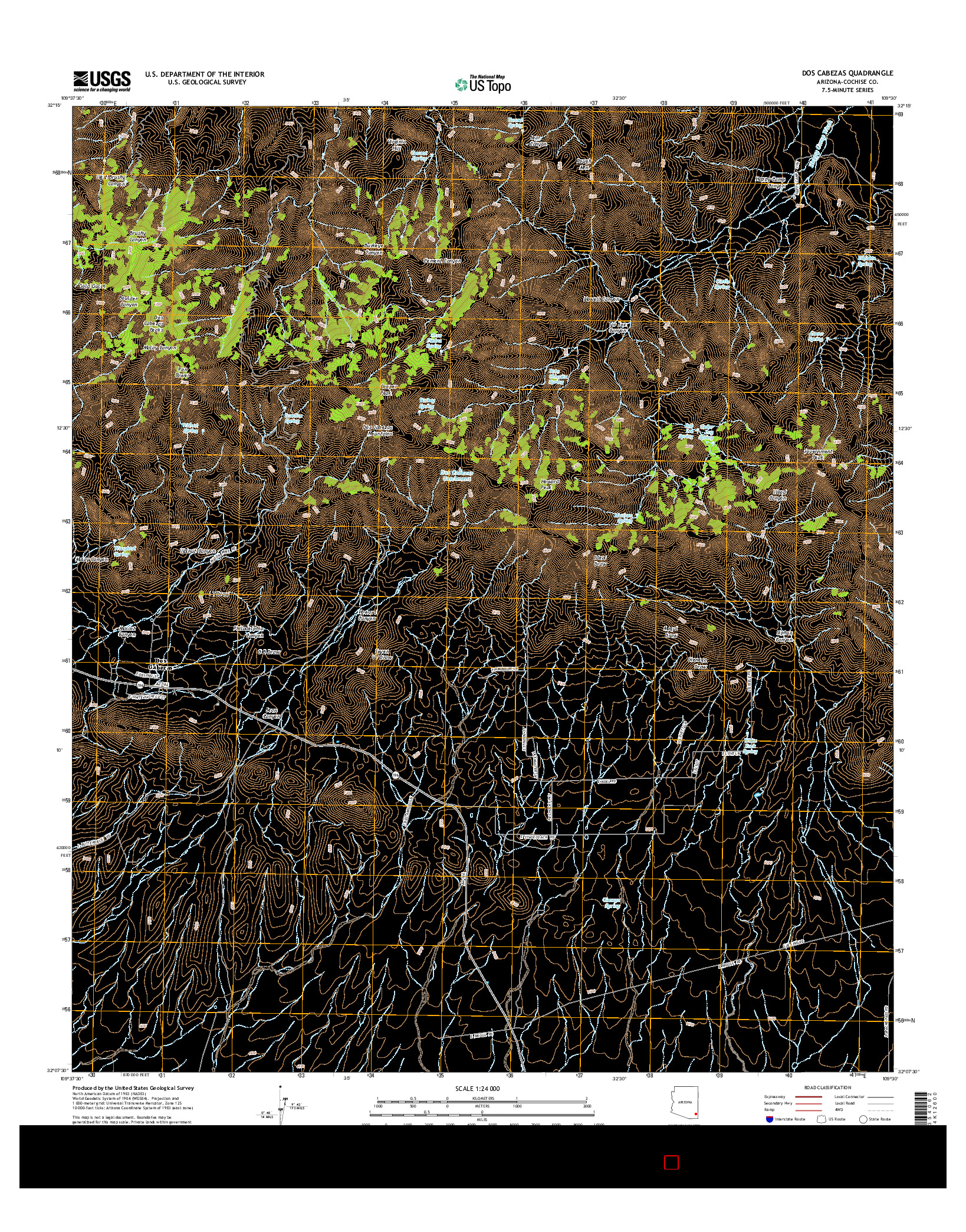 USGS US TOPO 7.5-MINUTE MAP FOR DOS CABEZAS, AZ 2014
