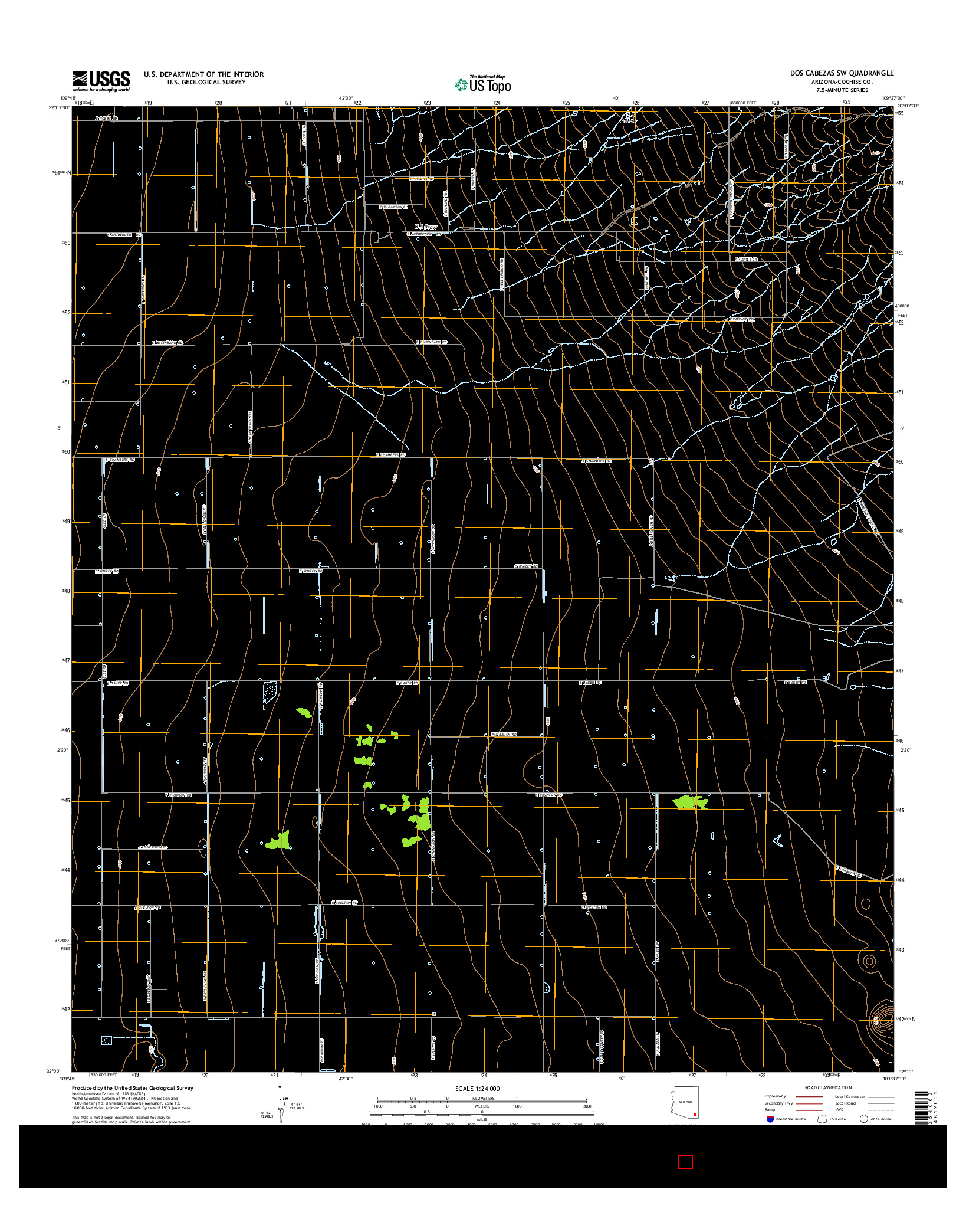 USGS US TOPO 7.5-MINUTE MAP FOR DOS CABEZAS SW, AZ 2014