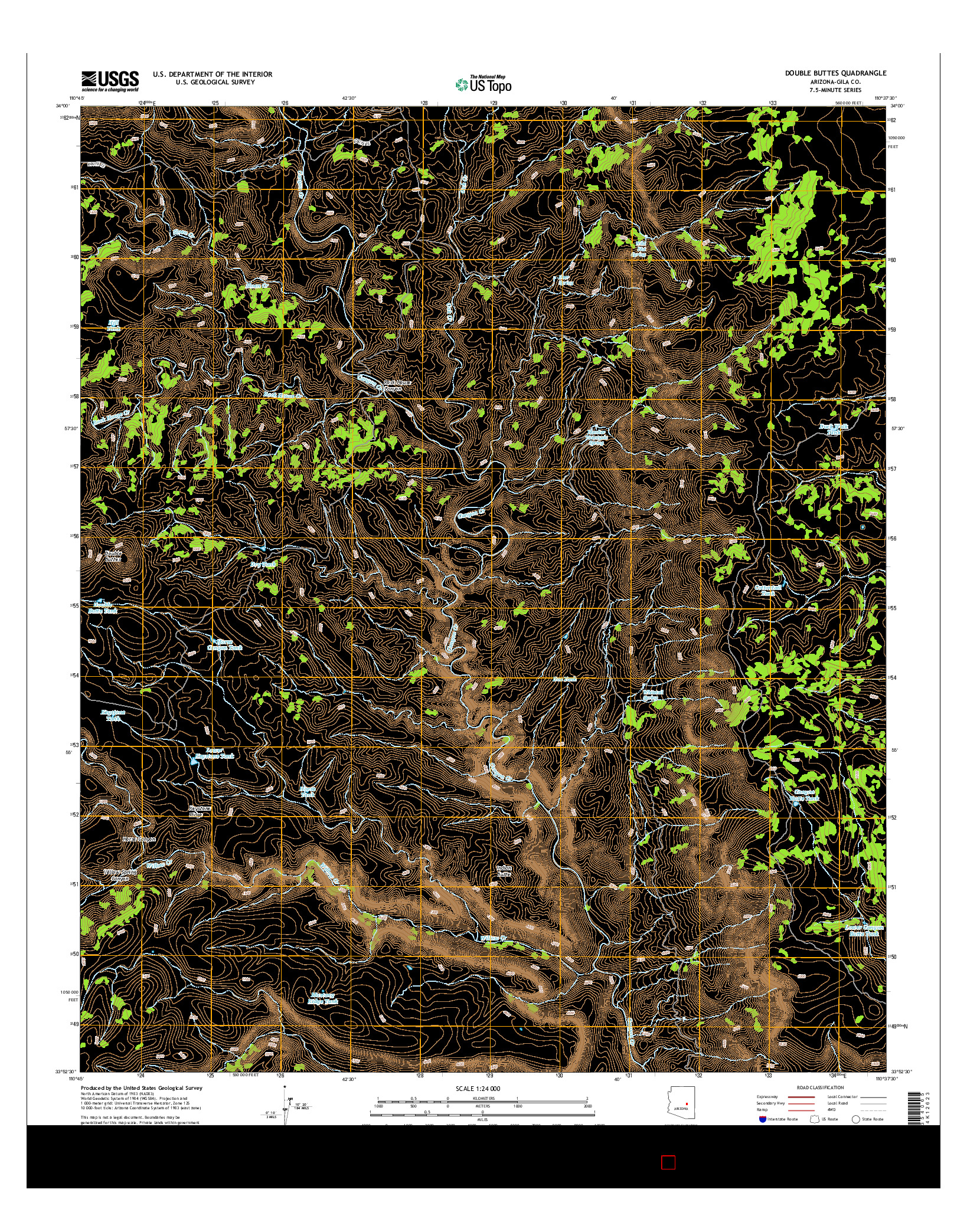 USGS US TOPO 7.5-MINUTE MAP FOR DOUBLE BUTTES, AZ 2014