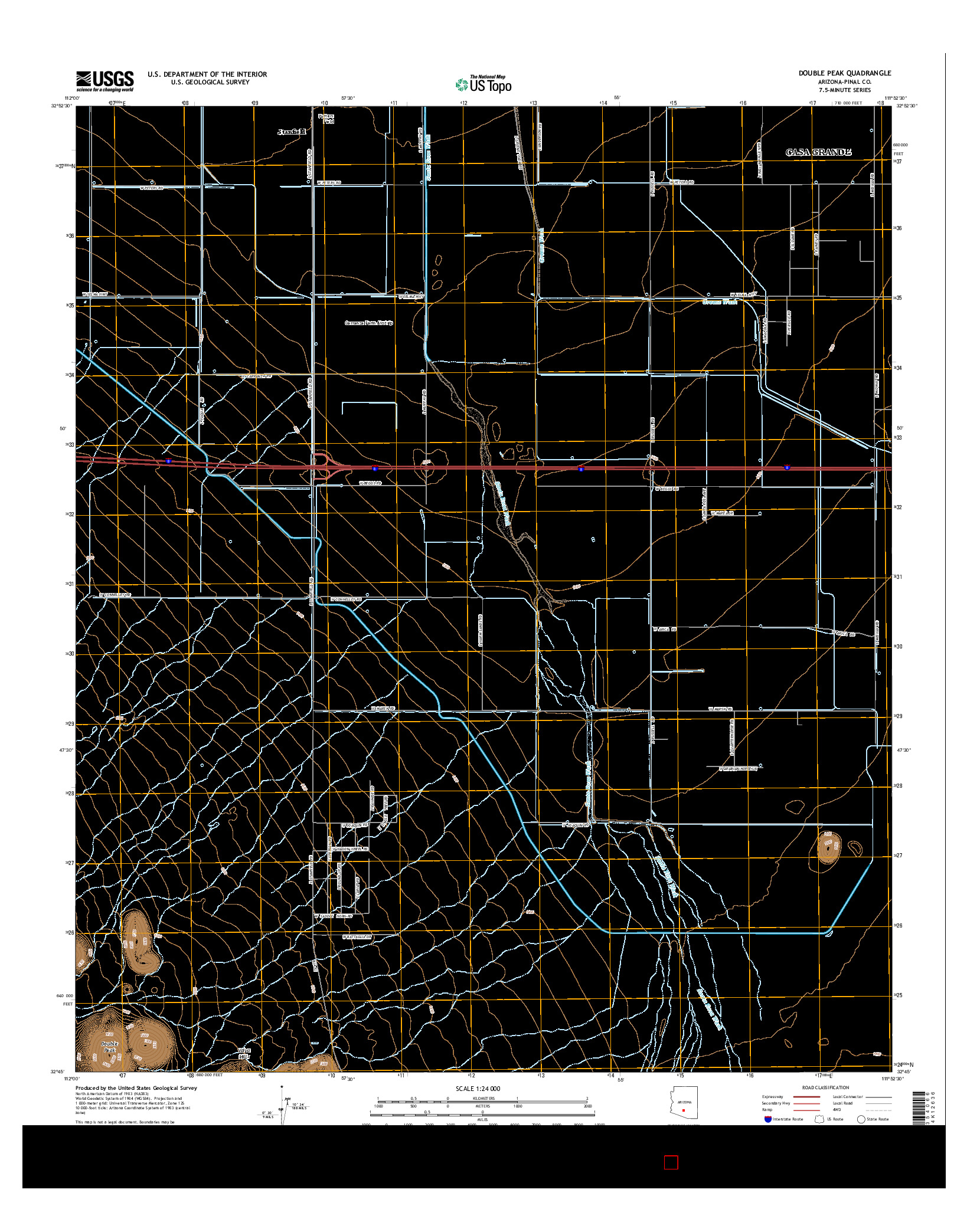 USGS US TOPO 7.5-MINUTE MAP FOR DOUBLE PEAK, AZ 2014