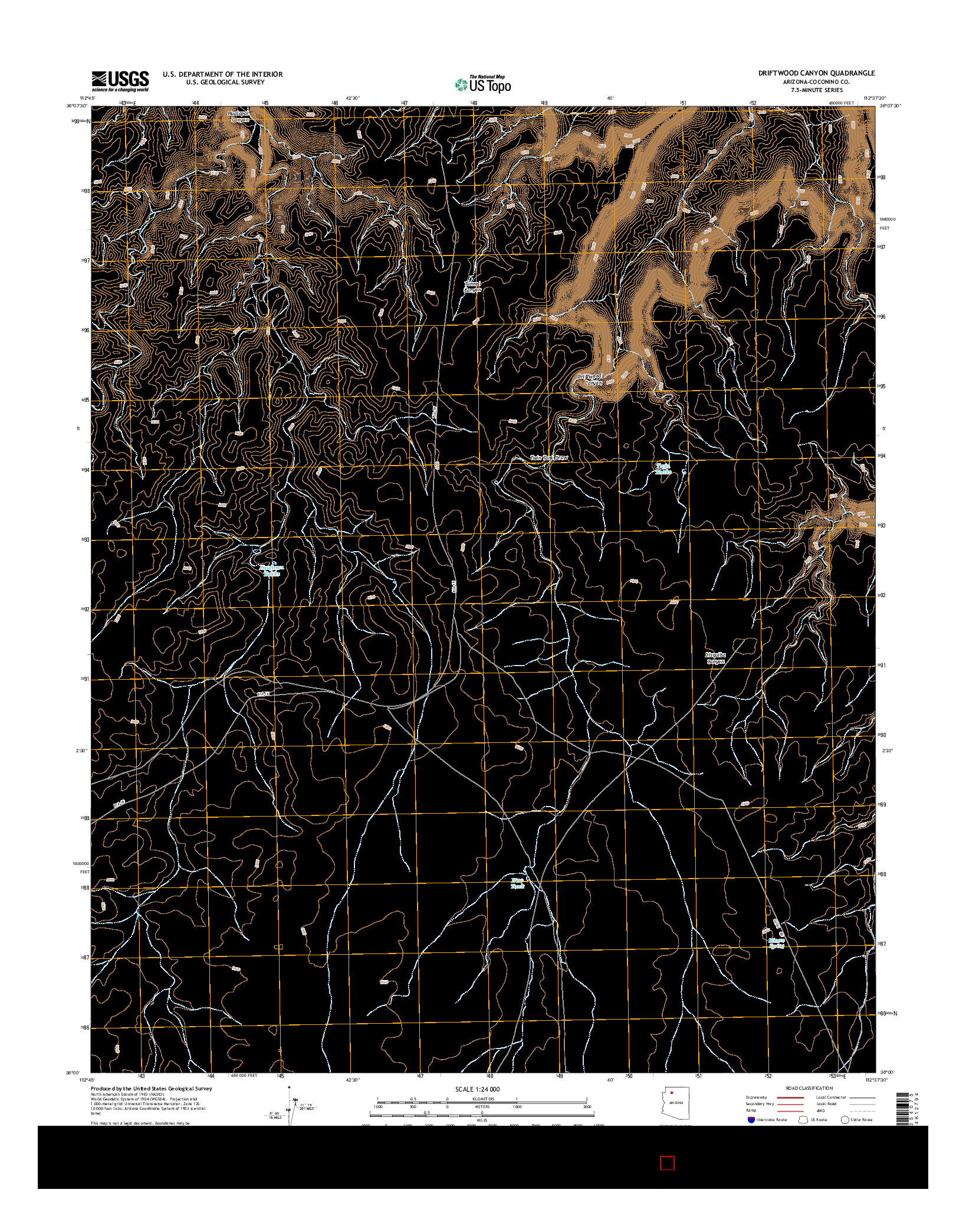 USGS US TOPO 7.5-MINUTE MAP FOR DRIFTWOOD CANYON, AZ 2014