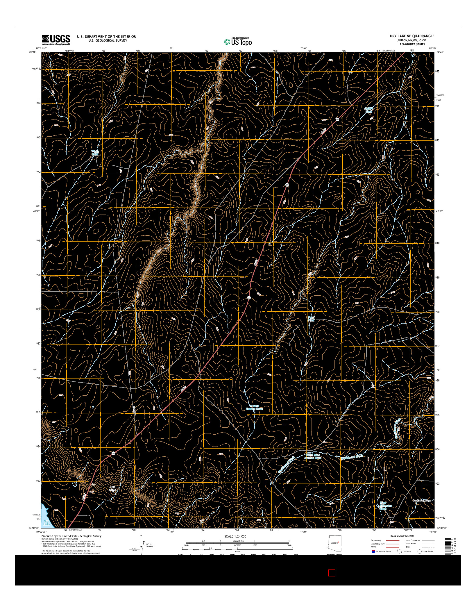 USGS US TOPO 7.5-MINUTE MAP FOR DRY LAKE NE, AZ 2014