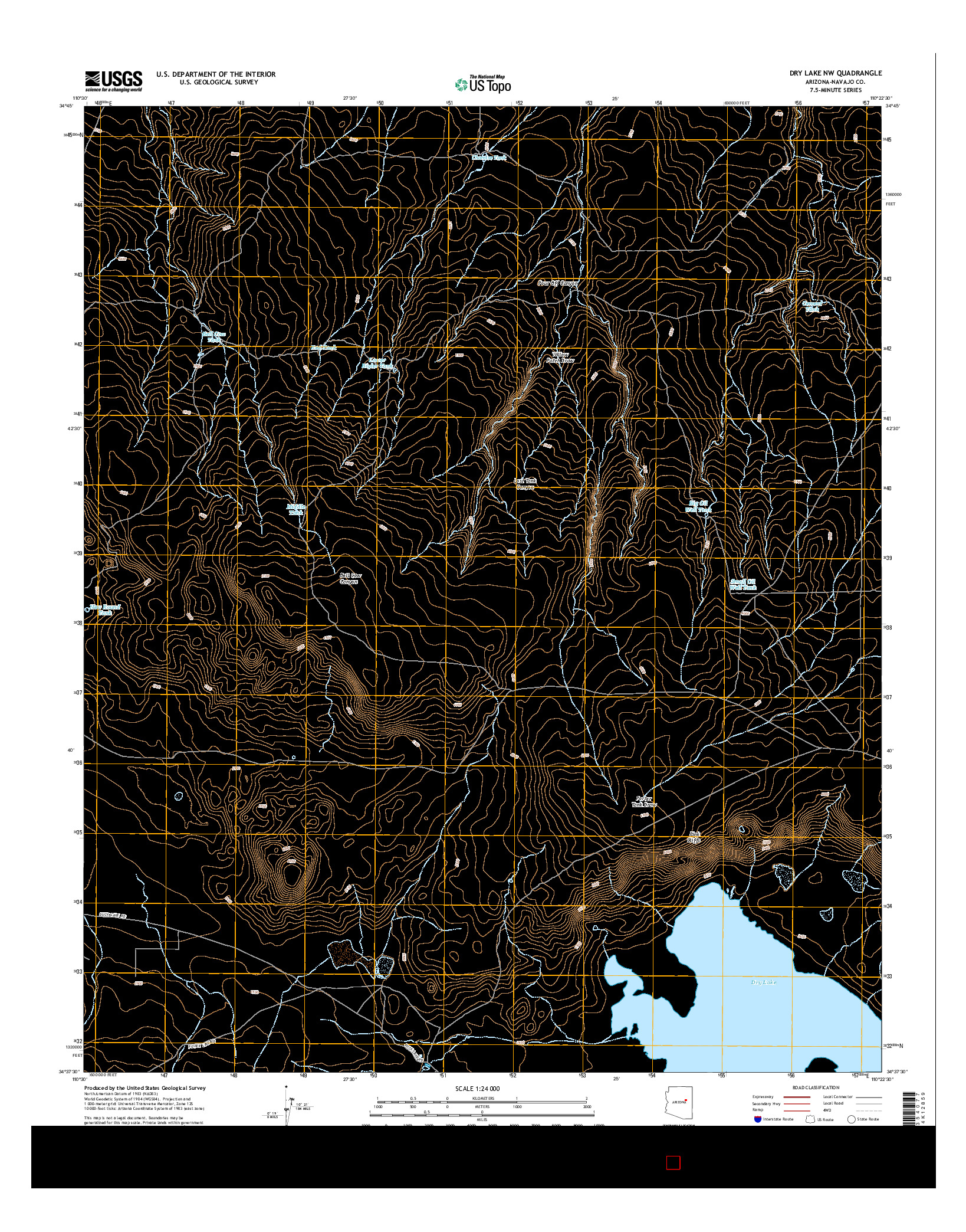 USGS US TOPO 7.5-MINUTE MAP FOR DRY LAKE NW, AZ 2014