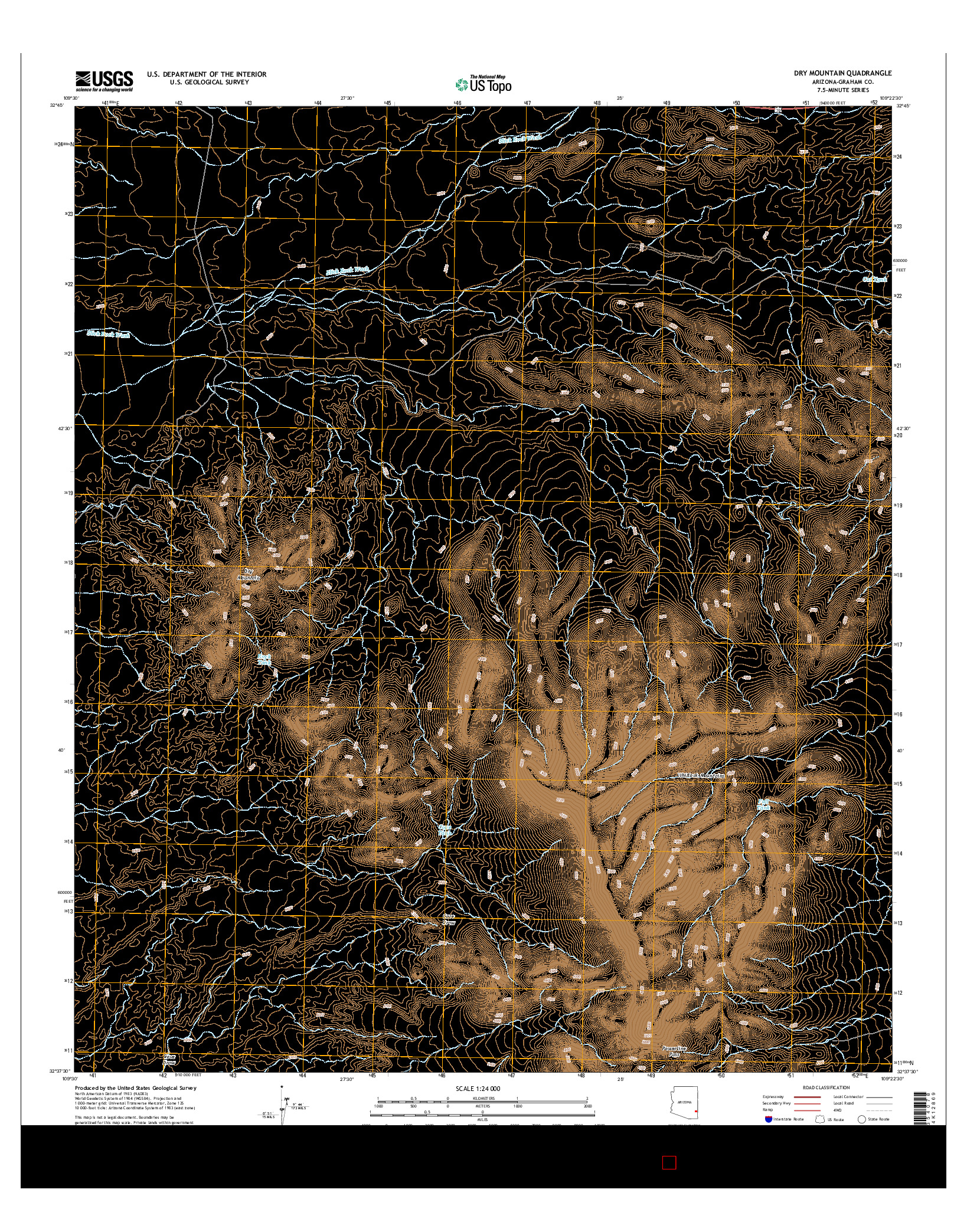 USGS US TOPO 7.5-MINUTE MAP FOR DRY MOUNTAIN, AZ 2014