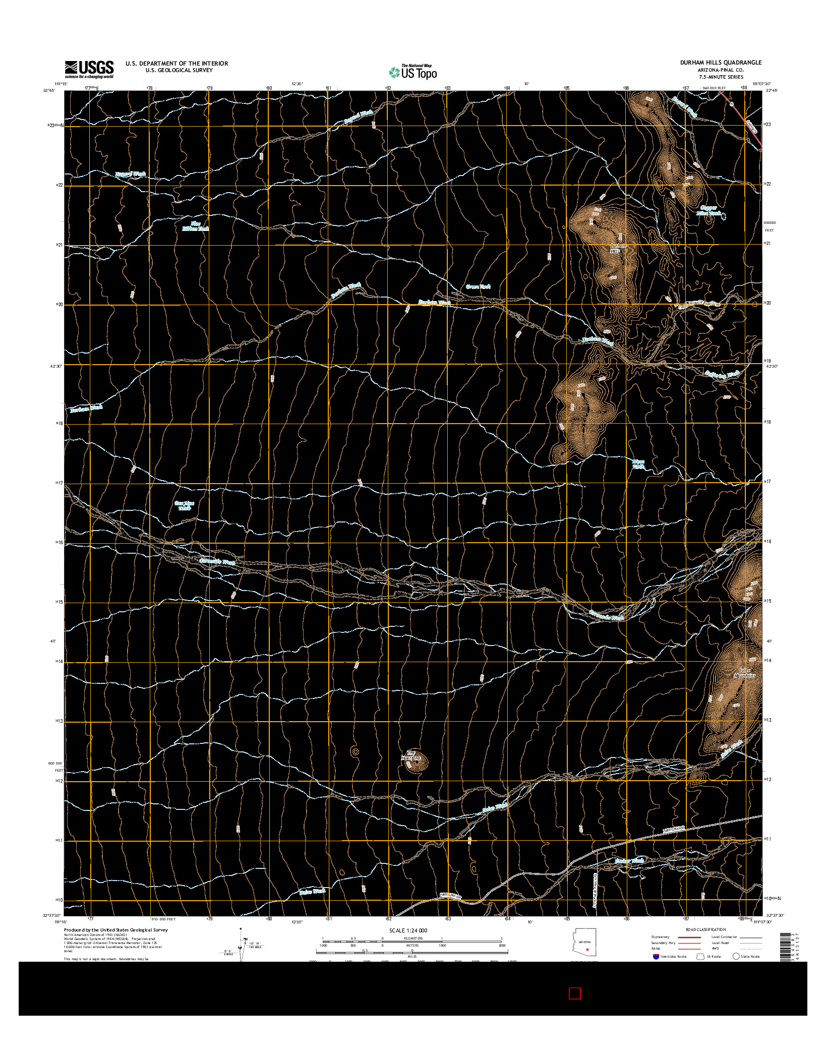 USGS US TOPO 7.5-MINUTE MAP FOR DURHAM HILLS, AZ 2014