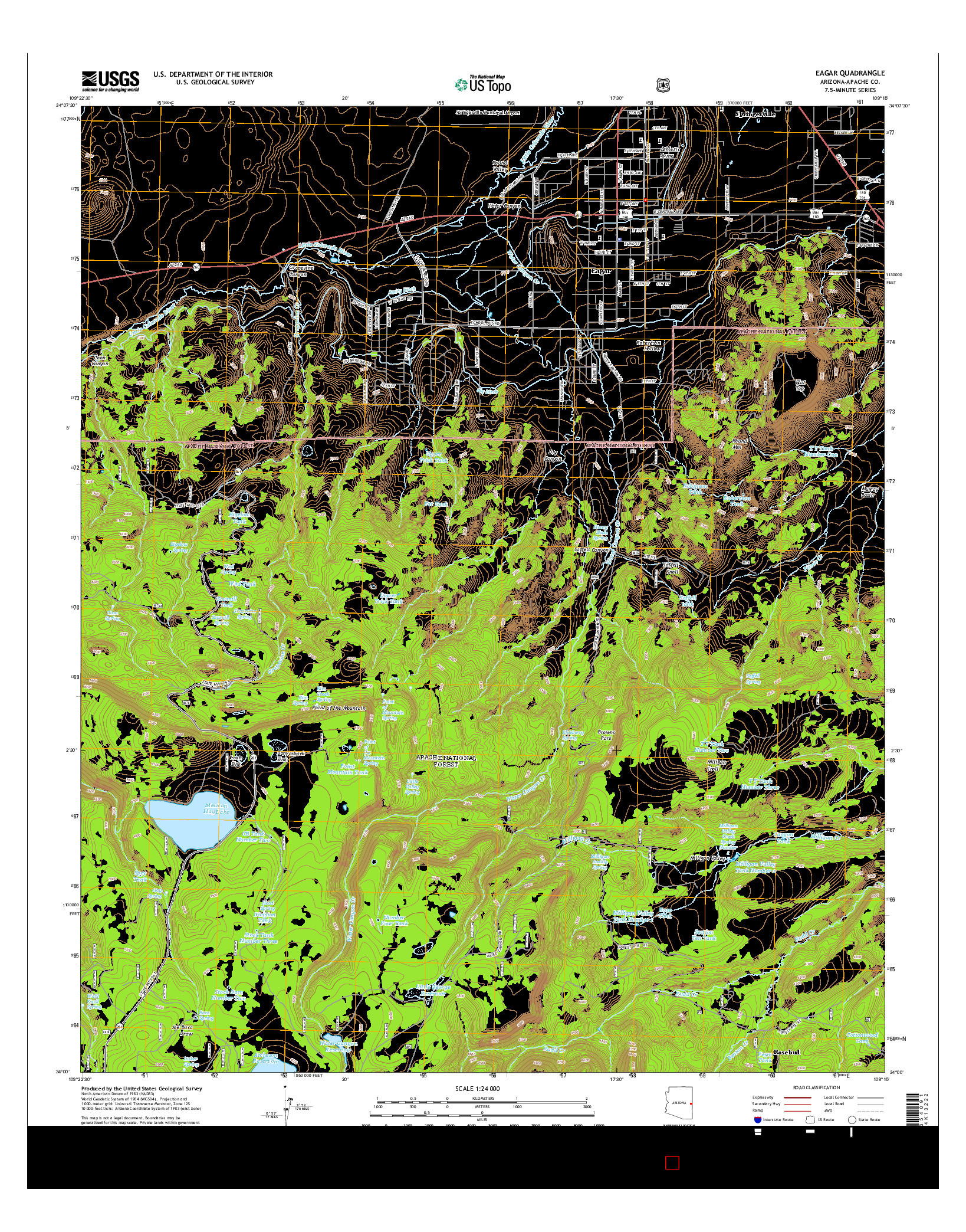 USGS US TOPO 7.5-MINUTE MAP FOR EAGAR, AZ 2014
