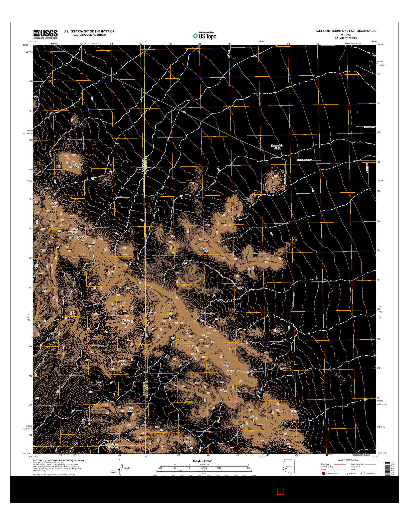 USGS US TOPO 7.5-MINUTE MAP FOR EAGLETAIL MOUNTAINS EAST, AZ 2014