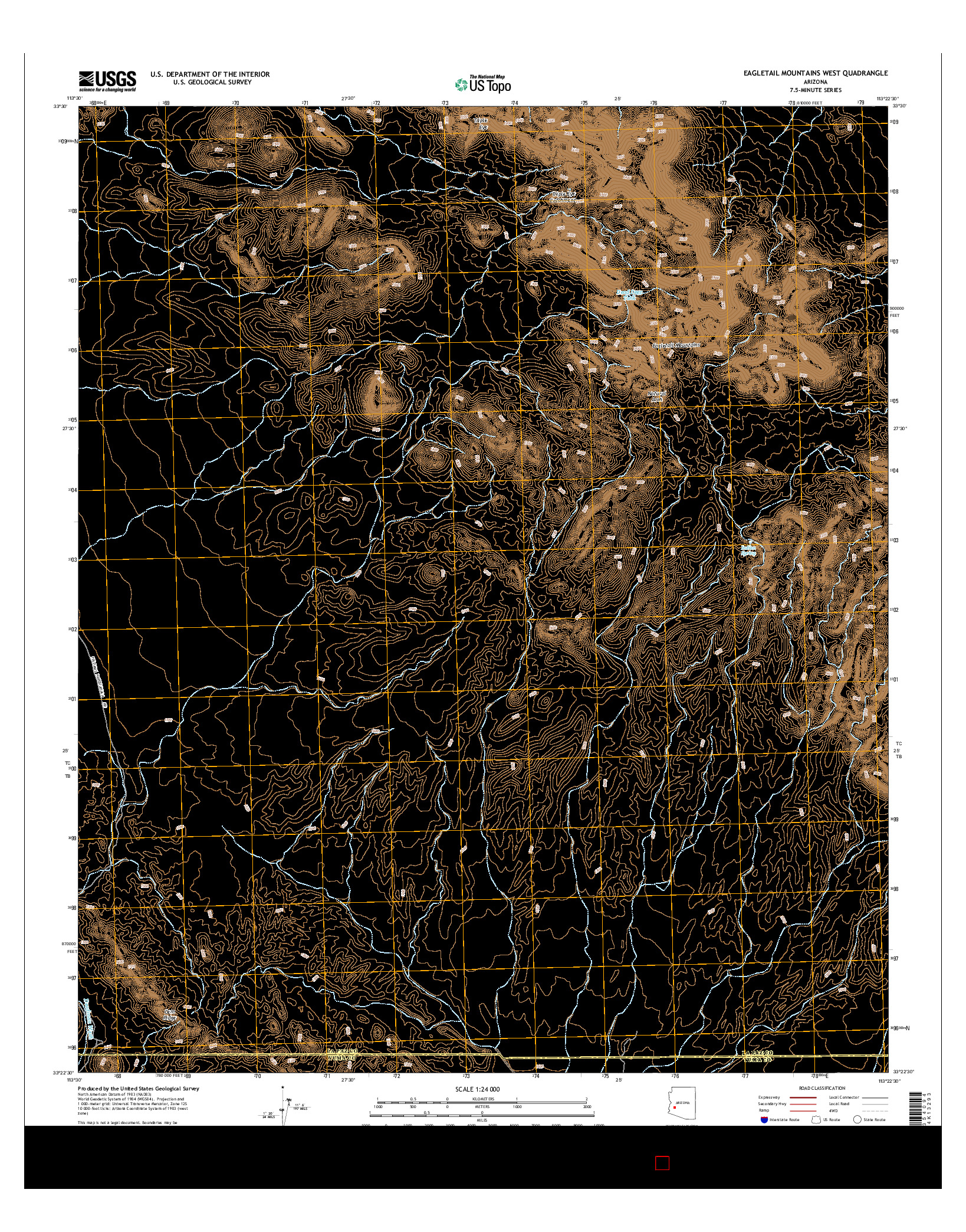 USGS US TOPO 7.5-MINUTE MAP FOR EAGLETAIL MOUNTAINS WEST, AZ 2014