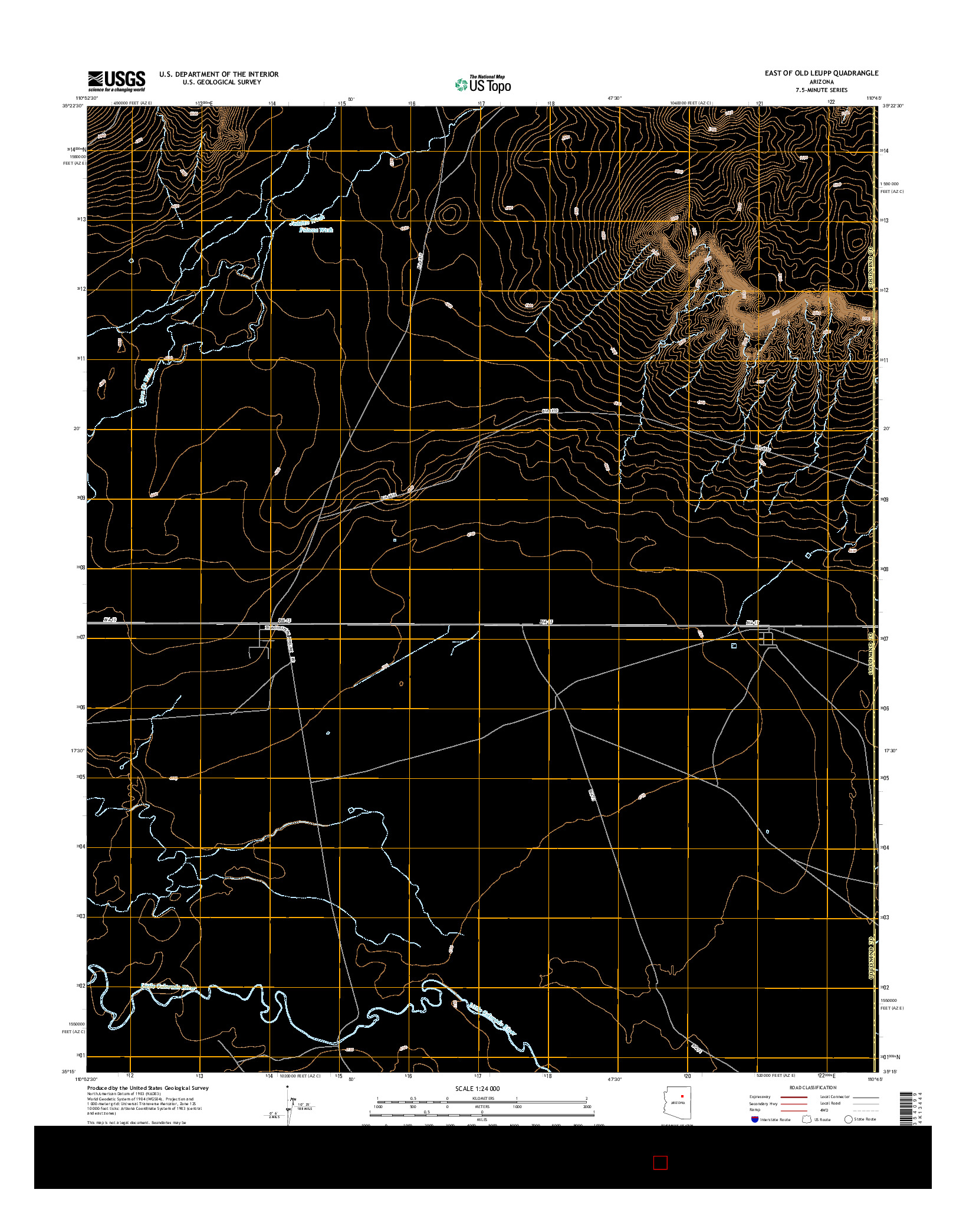 USGS US TOPO 7.5-MINUTE MAP FOR EAST OF OLD LEUPP, AZ 2014