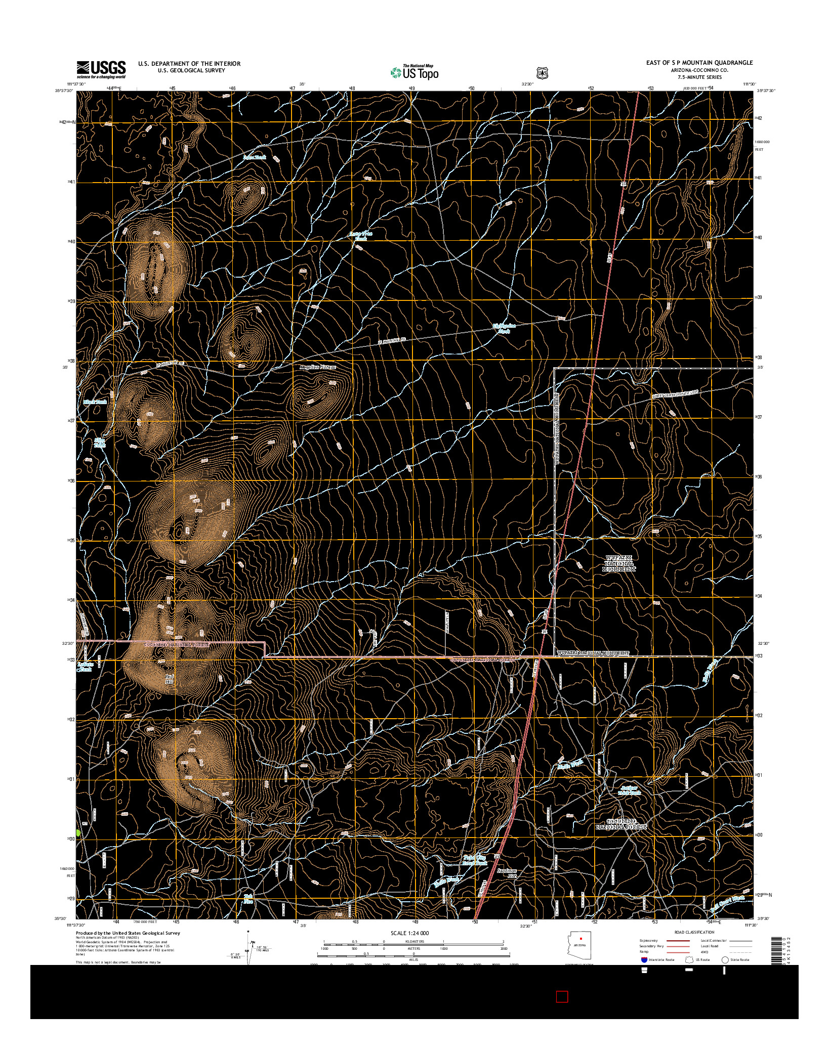 USGS US TOPO 7.5-MINUTE MAP FOR EAST OF S P MOUNTAIN, AZ 2014