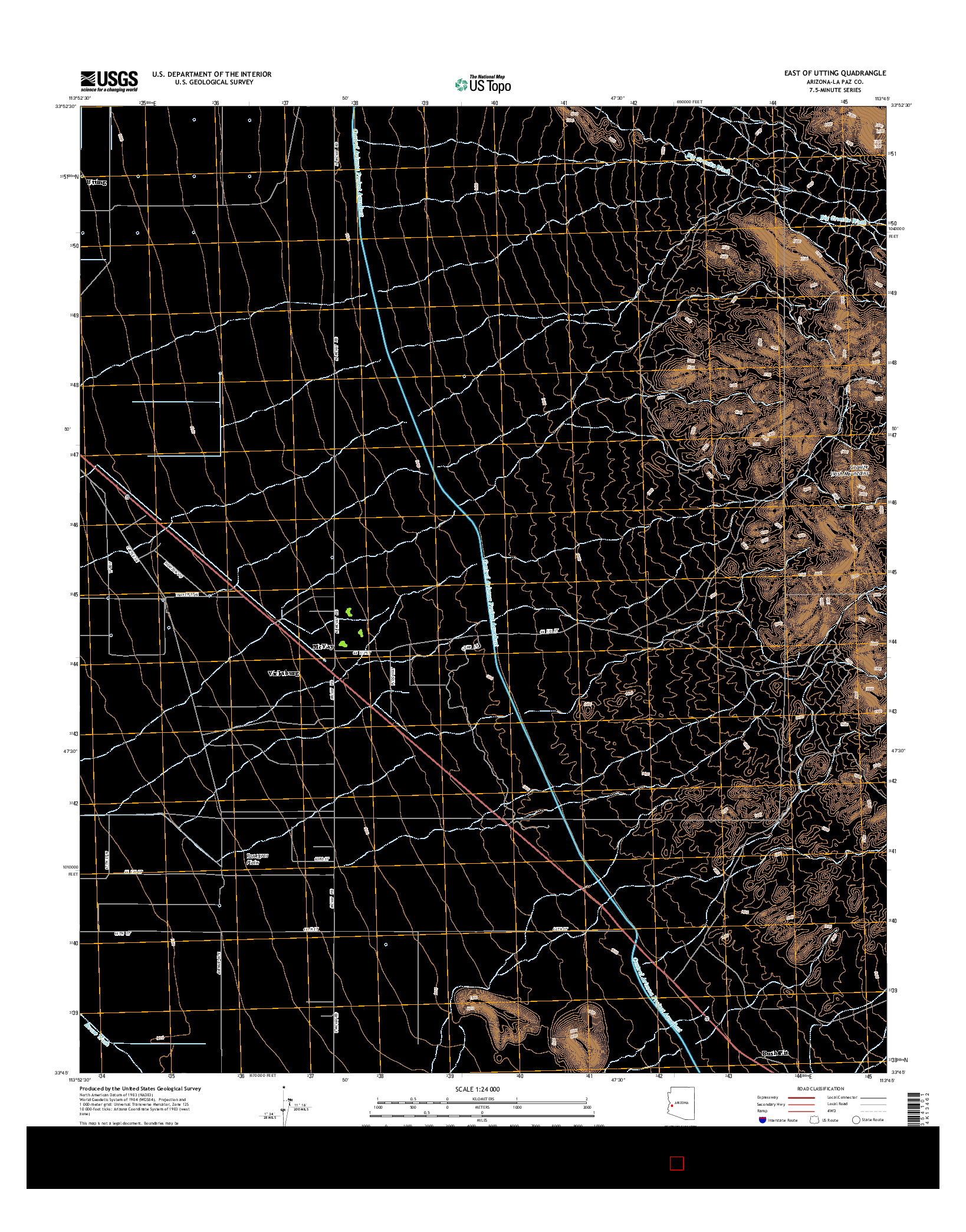 USGS US TOPO 7.5-MINUTE MAP FOR EAST OF UTTING, AZ 2014
