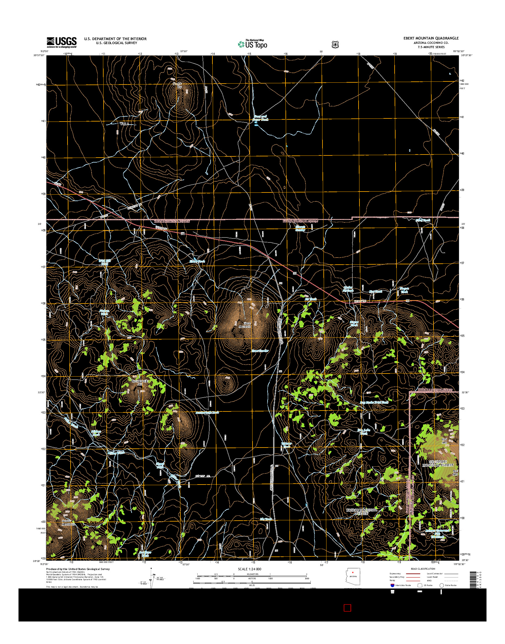 USGS US TOPO 7.5-MINUTE MAP FOR EBERT MOUNTAIN, AZ 2014