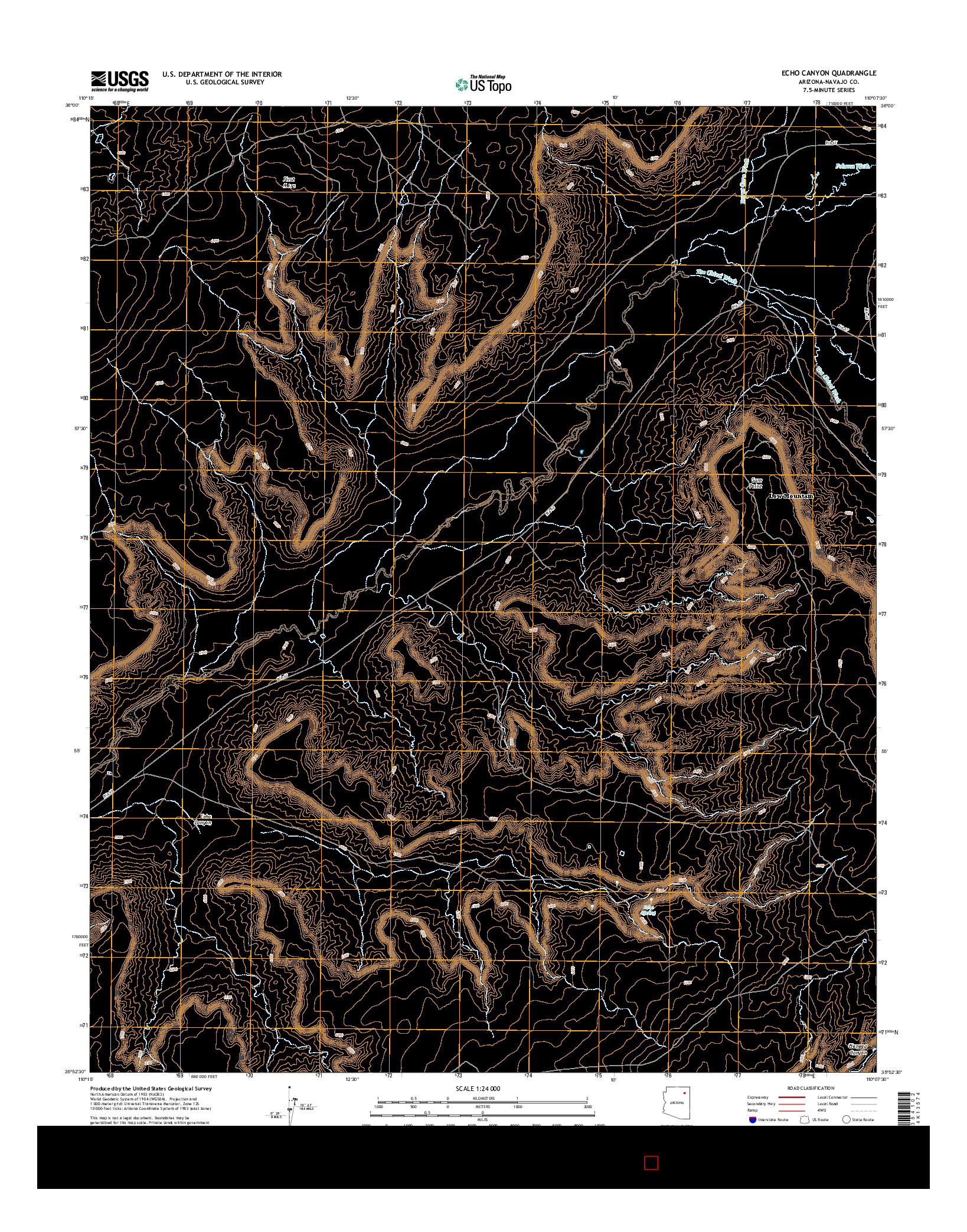 USGS US TOPO 7.5-MINUTE MAP FOR ECHO CANYON, AZ 2014