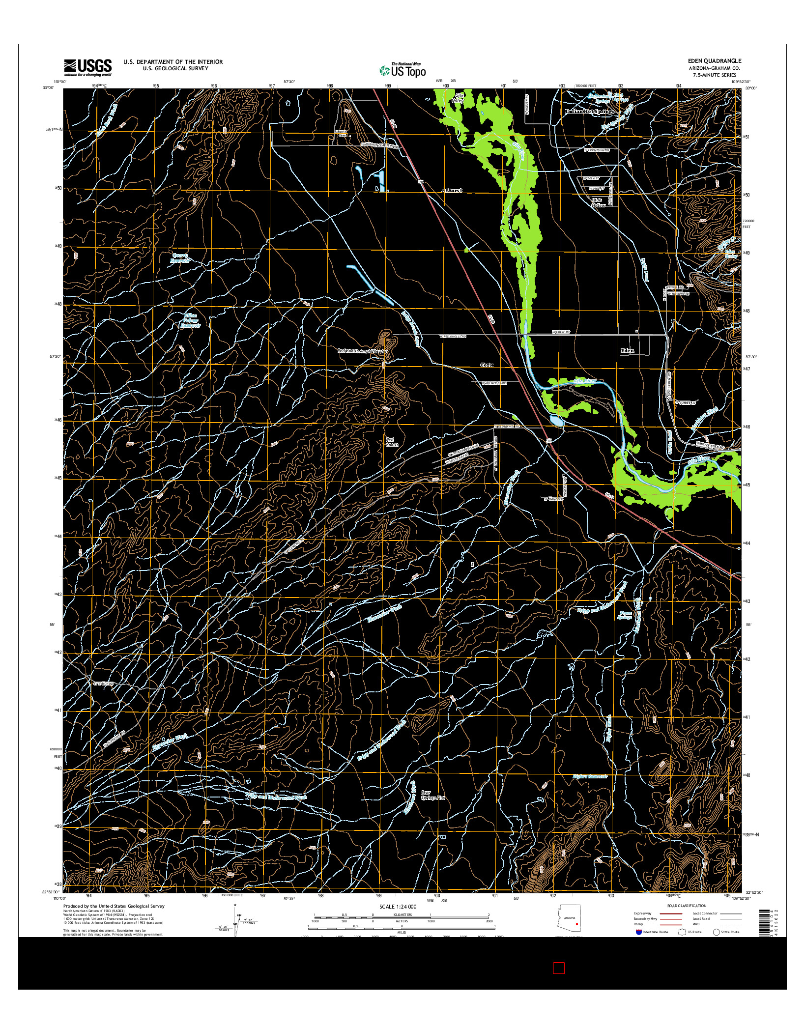 USGS US TOPO 7.5-MINUTE MAP FOR EDEN, AZ 2014