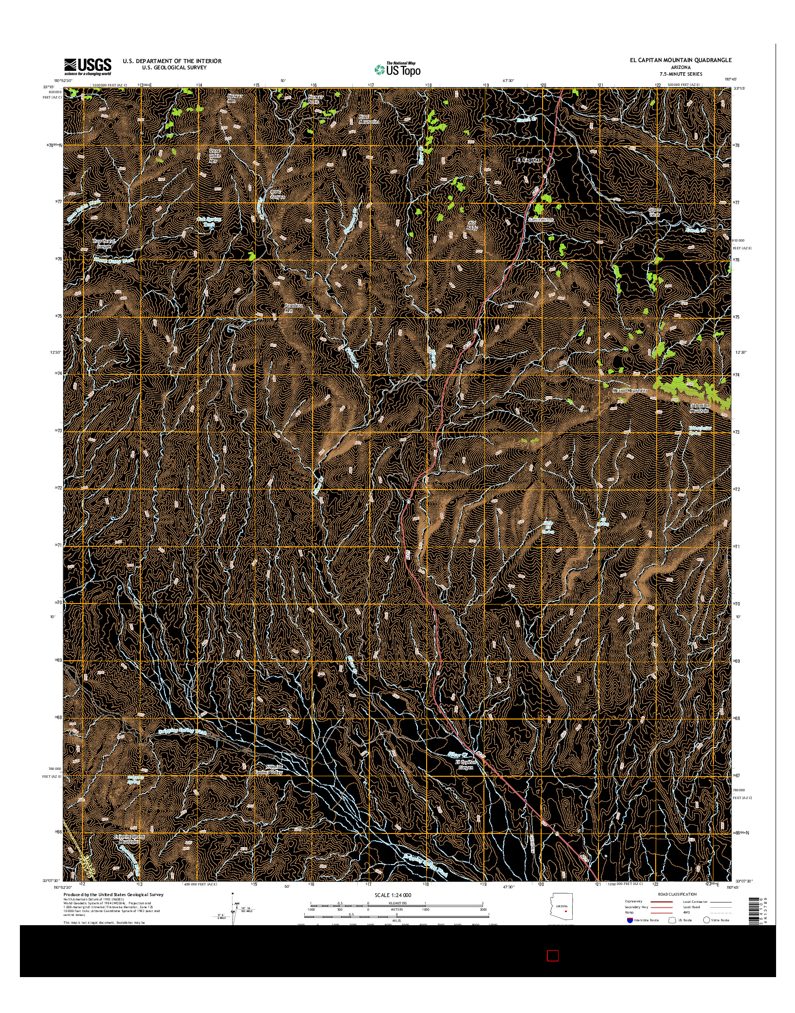 USGS US TOPO 7.5-MINUTE MAP FOR EL CAPITAN MOUNTAIN, AZ 2014