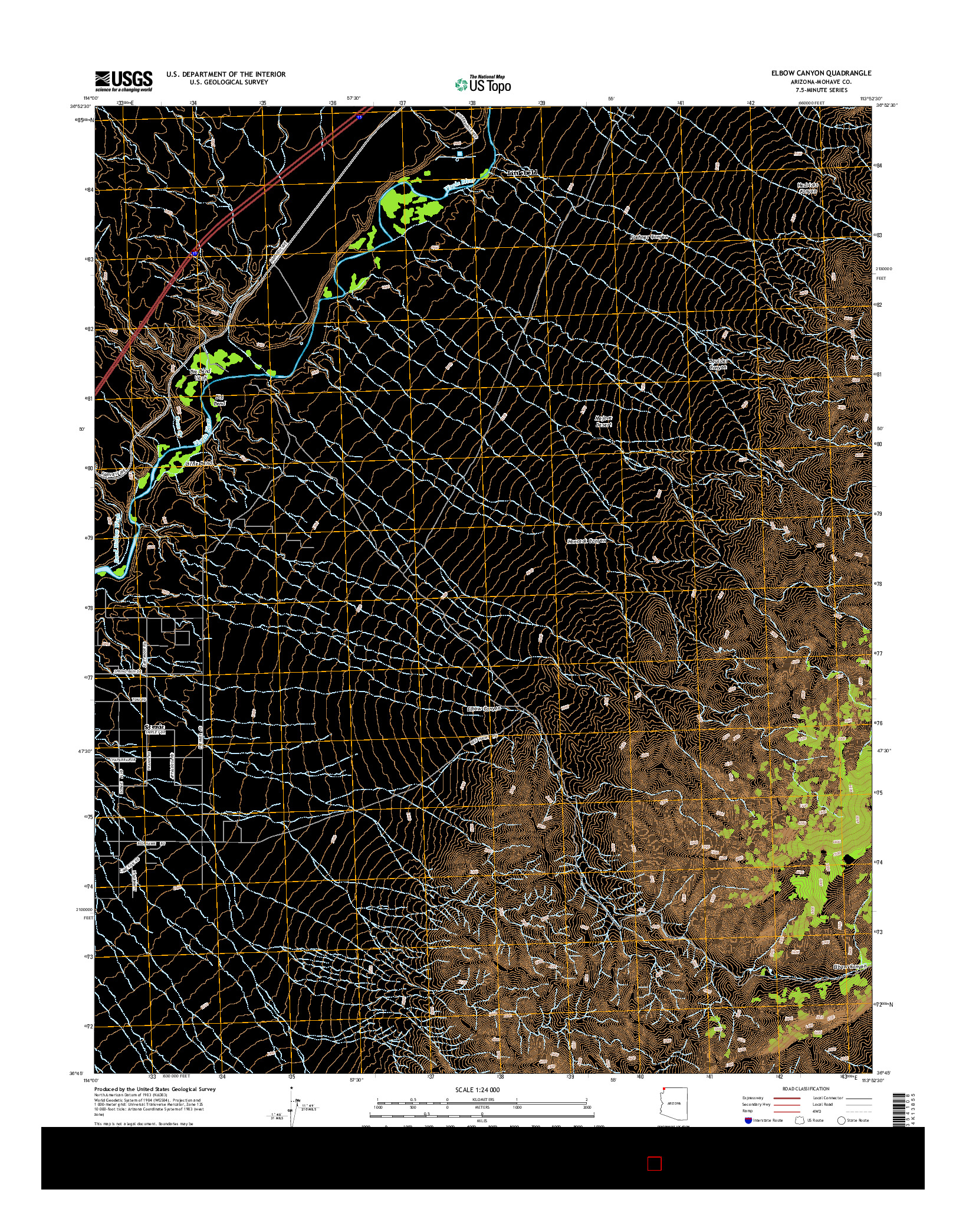 USGS US TOPO 7.5-MINUTE MAP FOR ELBOW CANYON, AZ 2014