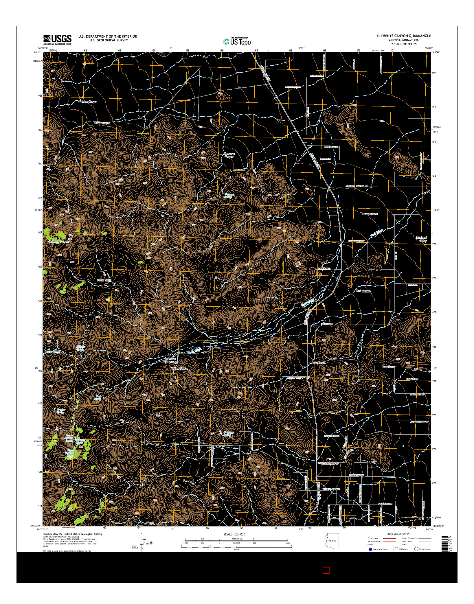 USGS US TOPO 7.5-MINUTE MAP FOR ELEMENTS CANYON, AZ 2014