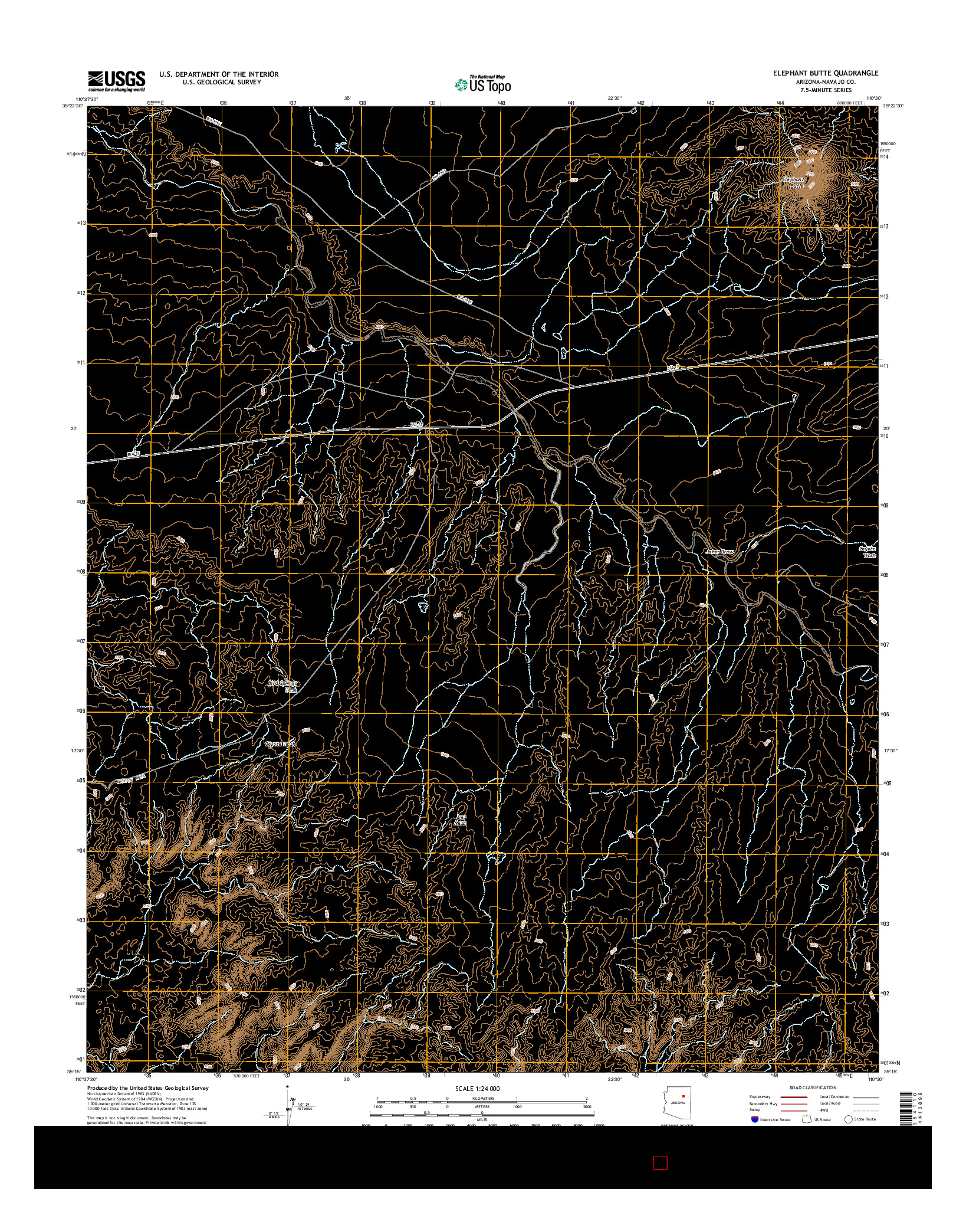 USGS US TOPO 7.5-MINUTE MAP FOR ELEPHANT BUTTE, AZ 2014