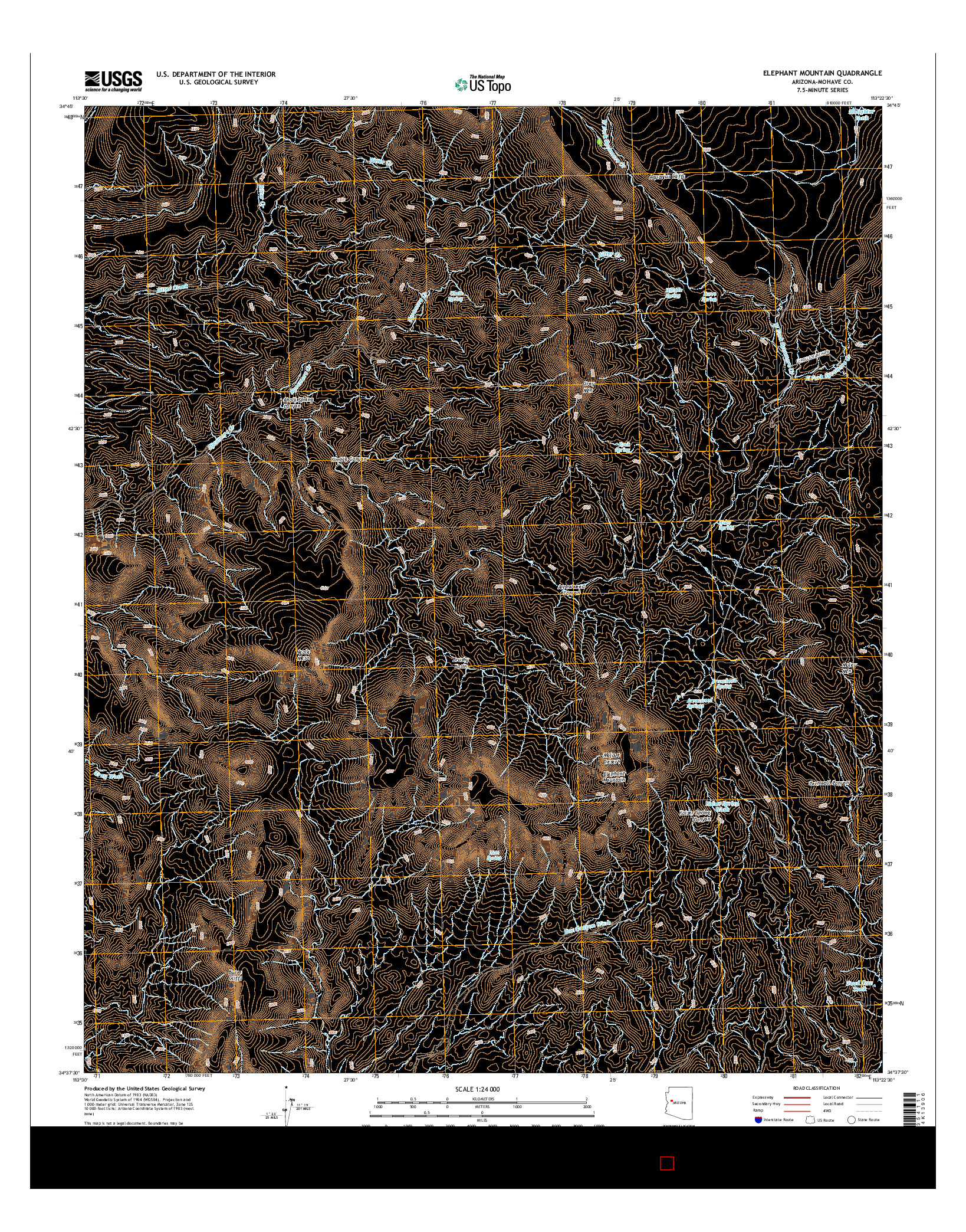 USGS US TOPO 7.5-MINUTE MAP FOR ELEPHANT MOUNTAIN, AZ 2014