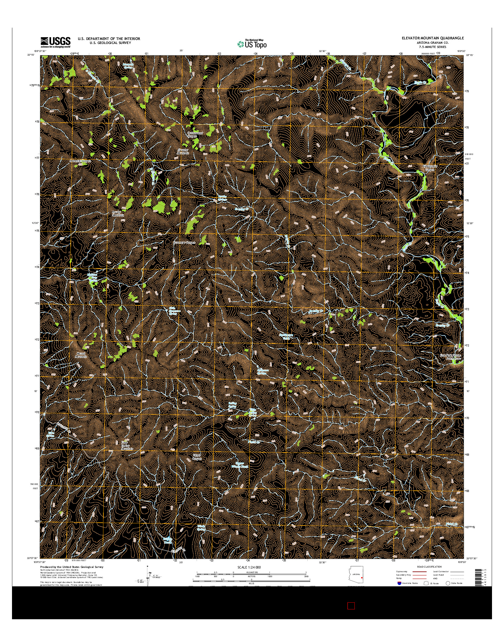 USGS US TOPO 7.5-MINUTE MAP FOR ELEVATOR MOUNTAIN, AZ 2014