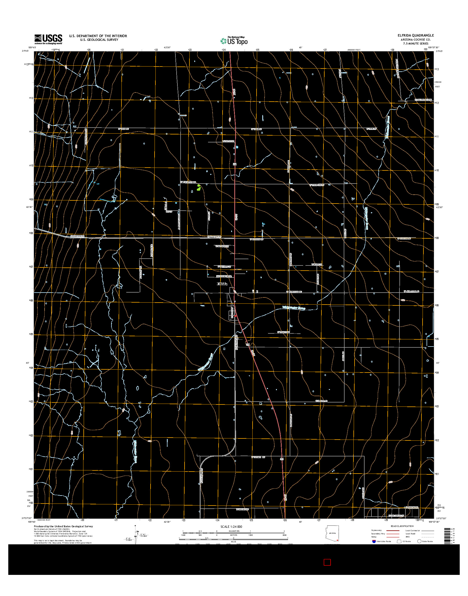 USGS US TOPO 7.5-MINUTE MAP FOR ELFRIDA, AZ 2014