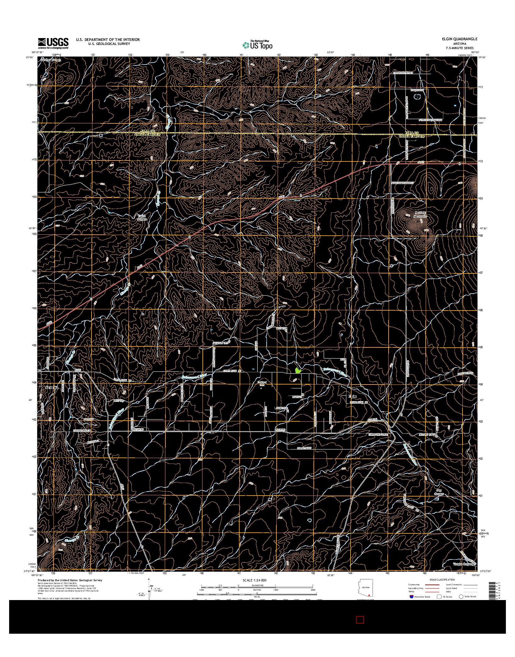 USGS US TOPO 7.5-MINUTE MAP FOR ELGIN, AZ 2014