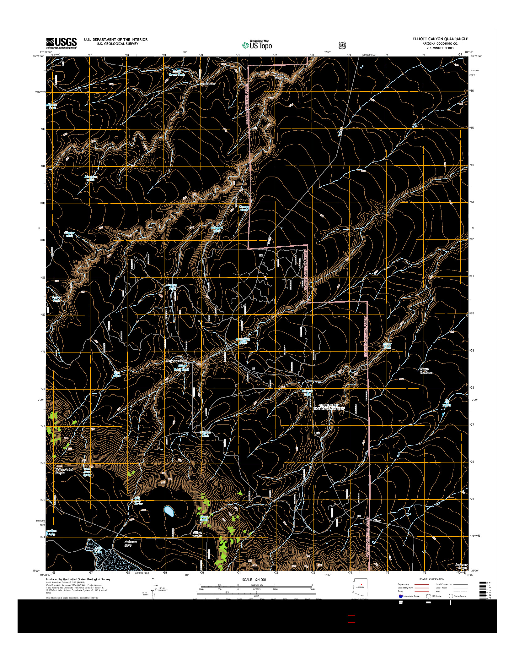 USGS US TOPO 7.5-MINUTE MAP FOR ELLIOTT CANYON, AZ 2014