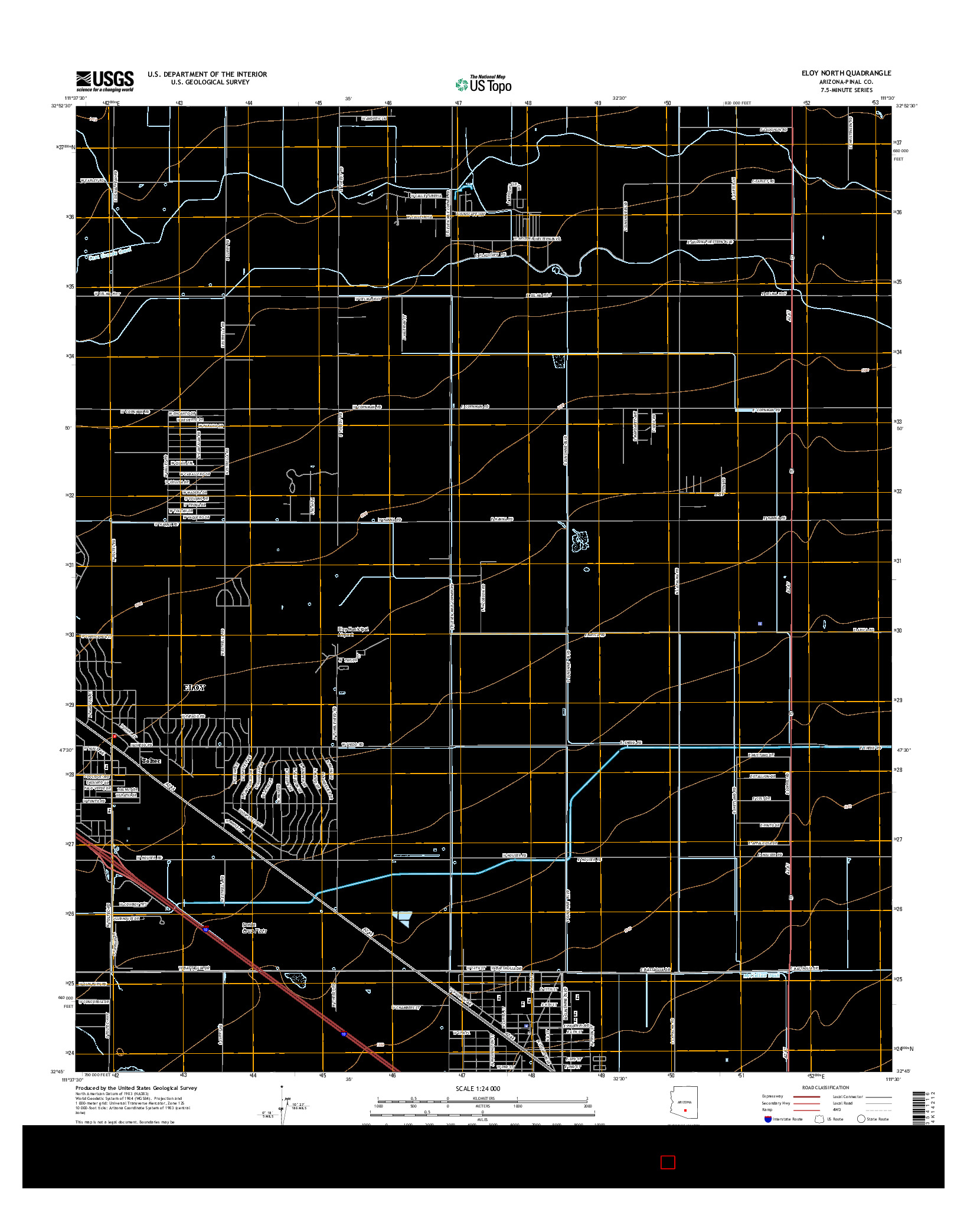 USGS US TOPO 7.5-MINUTE MAP FOR ELOY NORTH, AZ 2014