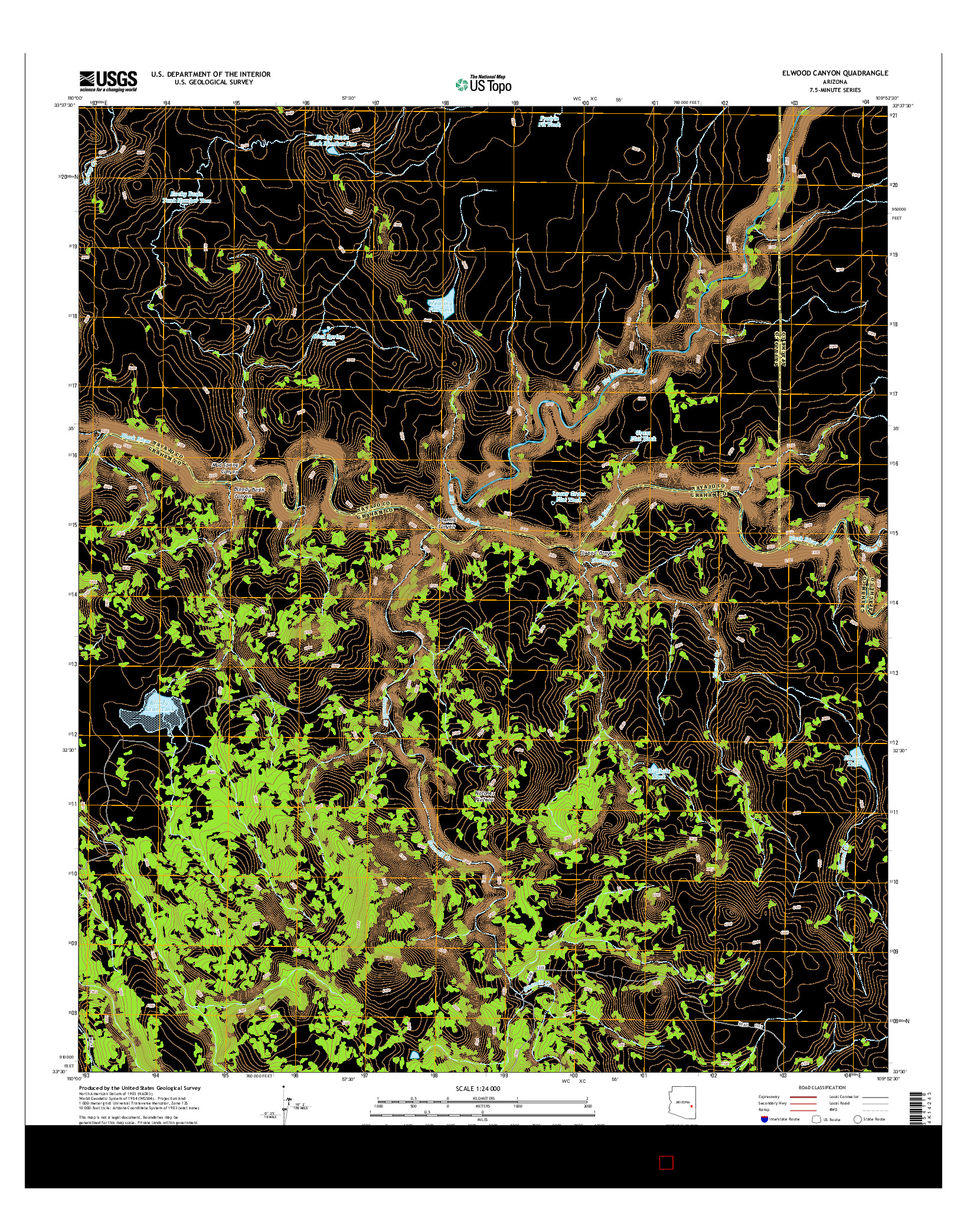 USGS US TOPO 7.5-MINUTE MAP FOR ELWOOD CANYON, AZ 2014