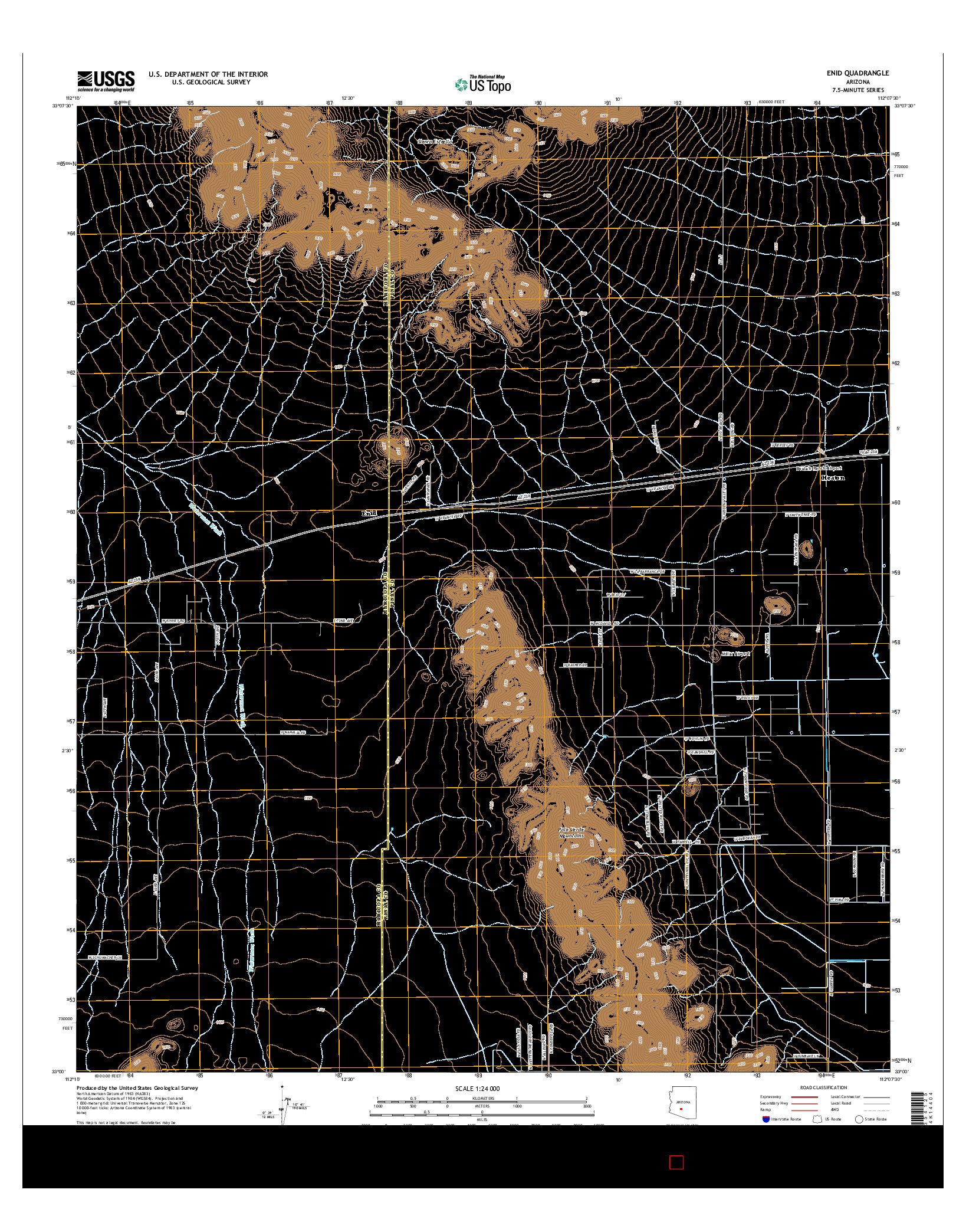 USGS US TOPO 7.5-MINUTE MAP FOR ENID, AZ 2014