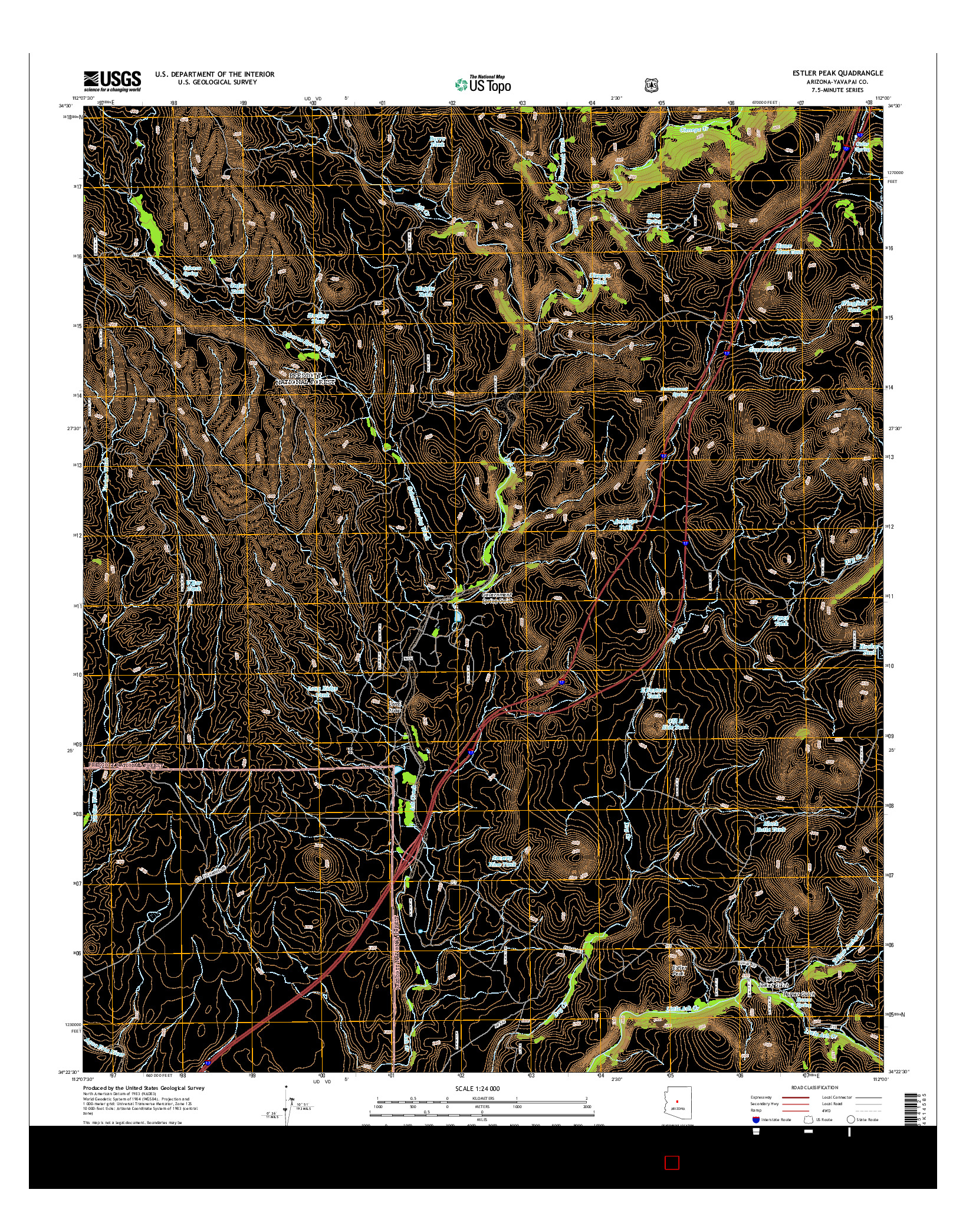 USGS US TOPO 7.5-MINUTE MAP FOR ESTLER PEAK, AZ 2014