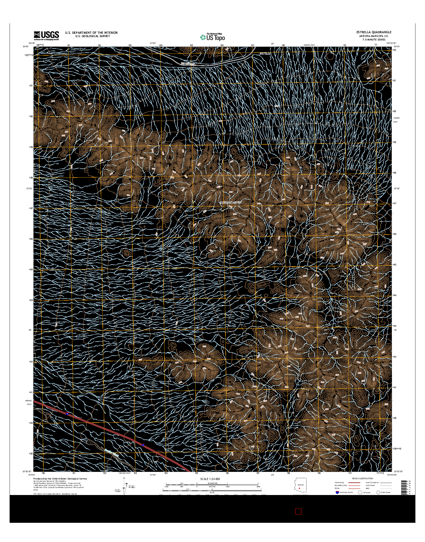 USGS US TOPO 7.5-MINUTE MAP FOR ESTRELLA, AZ 2014