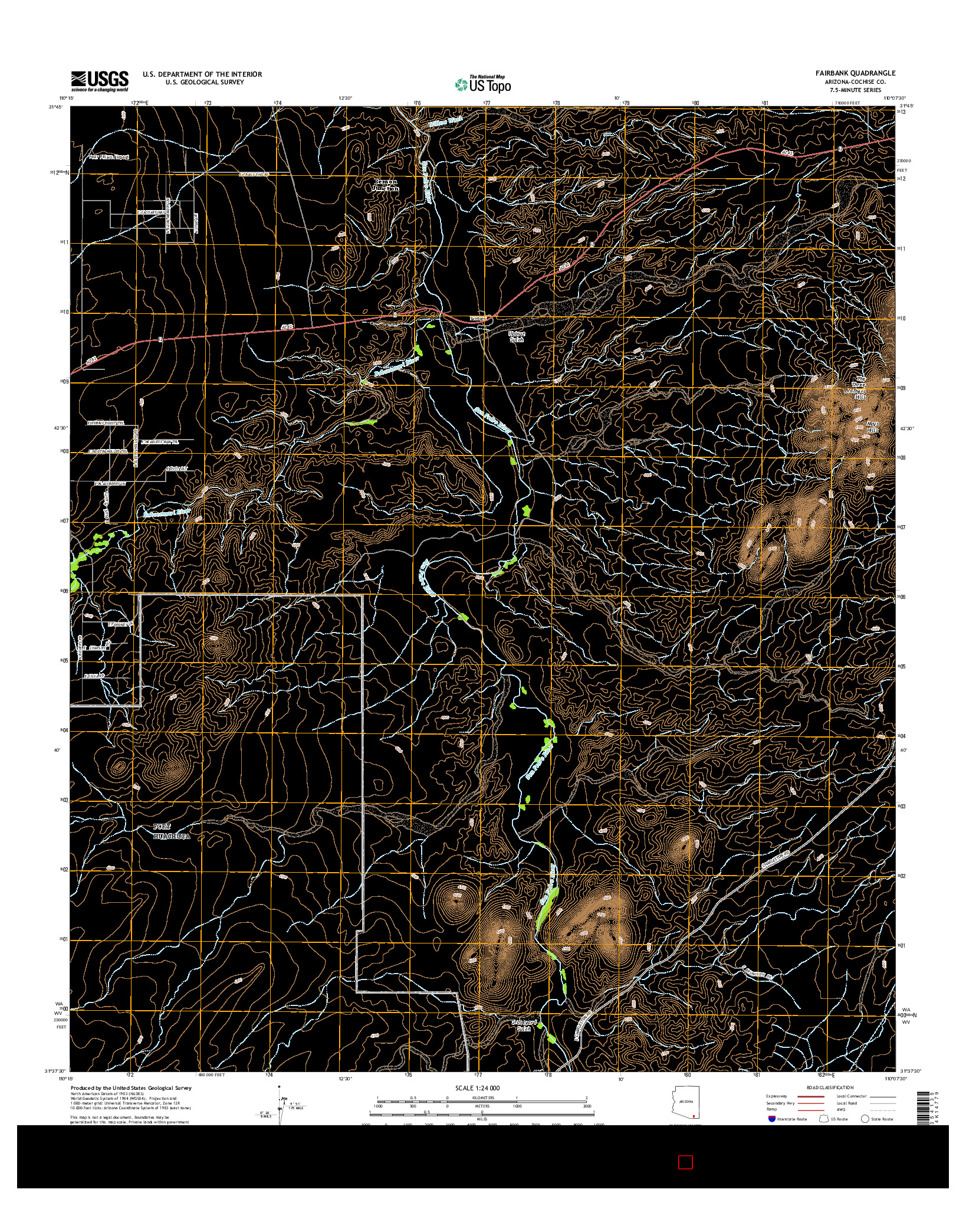 USGS US TOPO 7.5-MINUTE MAP FOR FAIRBANK, AZ 2014