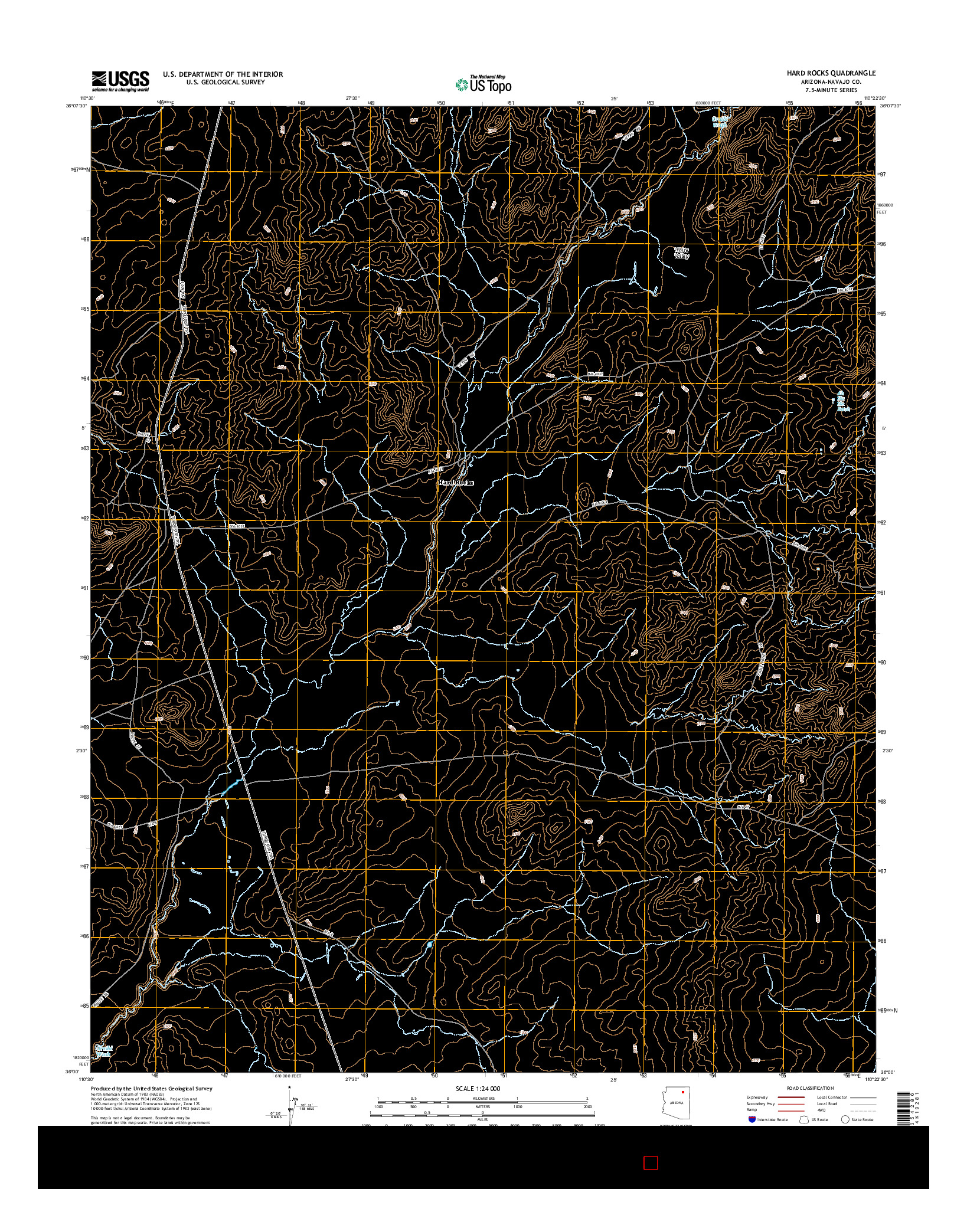 USGS US TOPO 7.5-MINUTE MAP FOR HARD ROCKS, AZ 2014