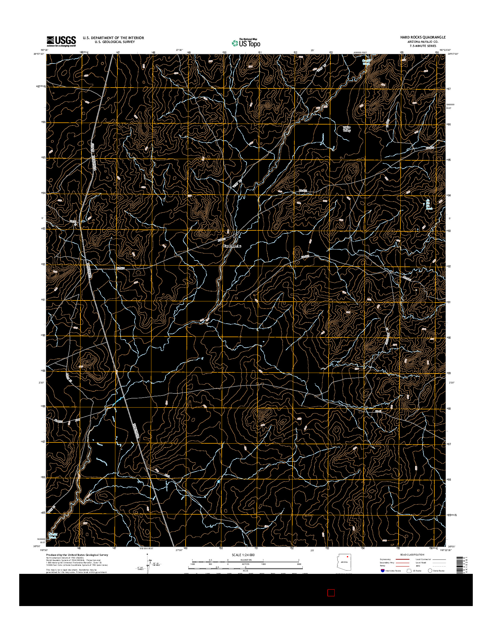 USGS US TOPO 7.5-MINUTE MAP FOR HARD ROCKS, AZ 2014