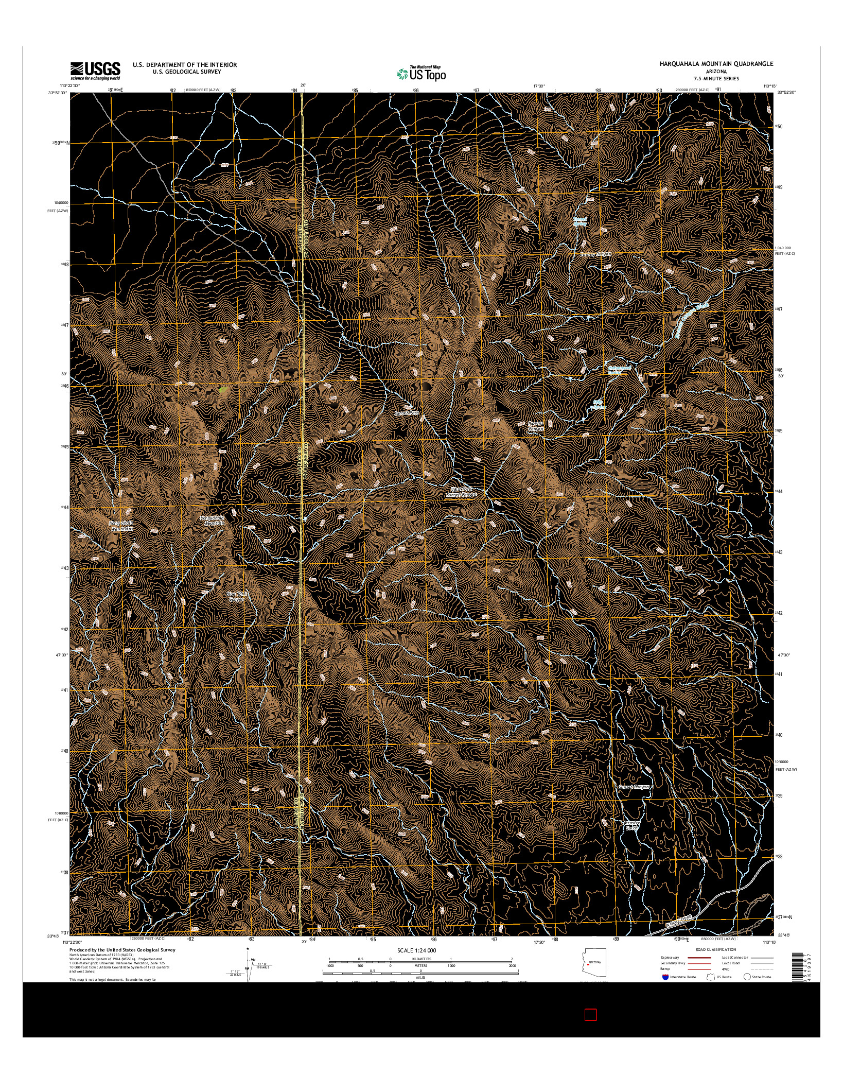 USGS US TOPO 7.5-MINUTE MAP FOR HARQUAHALA MOUNTAIN, AZ 2014