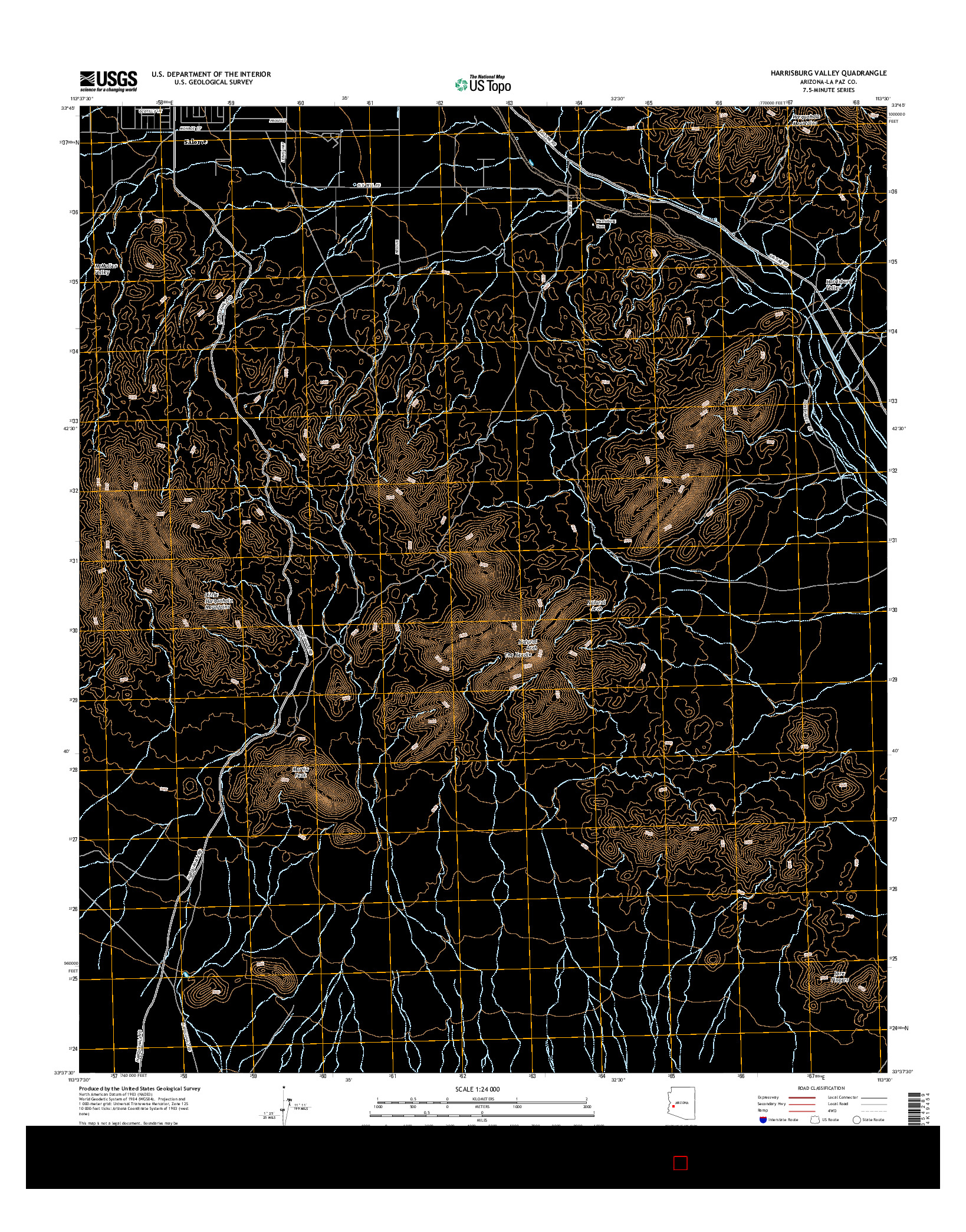 USGS US TOPO 7.5-MINUTE MAP FOR HARRISBURG VALLEY, AZ 2014